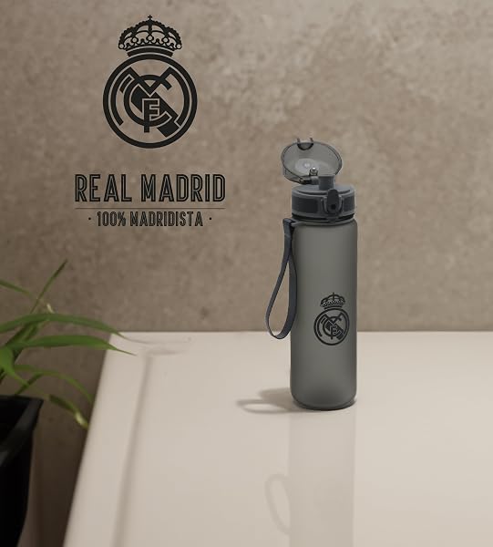 CYPBRANDS Real Madrid, Botella, Botella de Agua, Botella Deportiva, Bidón, Cantimplora, Color Negro, Producto Oficial - 4