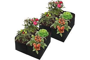 Fabric Raised Planting Bed - 2 Pack of Durable, Breathable Square-Grid Growing Bags