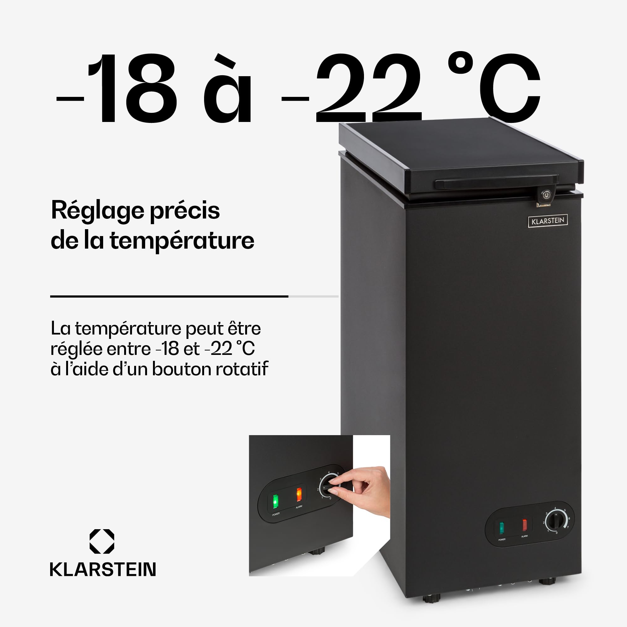 Klarstein Mini Congélateur Armoire 51L, Petit Congélateur pour Chambre Maison, Panier, Économe en Énergie