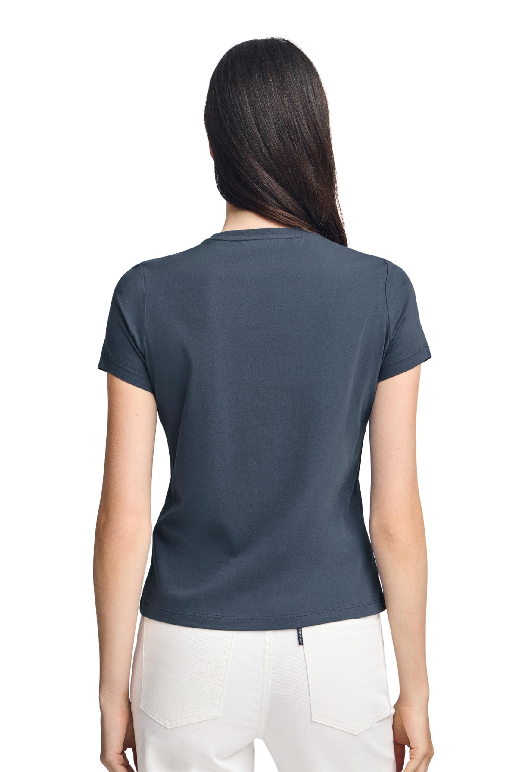 Polo Club Camiseta Mujer Cuello Redondo Manga Corta 100% Algodón - Logo Bordado