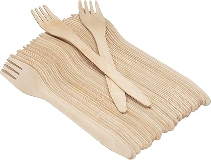 Perfect Stix 100 Pack Disposable Wooden Forks. 6 Inches Long With Longer Prongs.100% All-Natural, Eco-Friendly, Biodegradable and Compostable. Pack of 100 Forks.