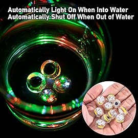 Dr.Fish 10 Pack LED Fishing Lures Deep Drop Lights Glow in Dark Fishing Beads Stopper Underwater Flasher Lights Bass Halibut Walleye Lures Attractant