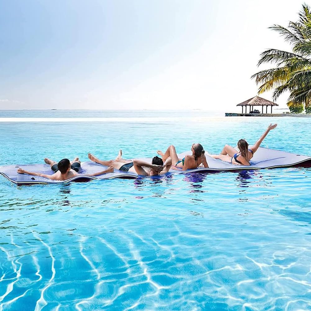 Tapis flottant pour l'eau, portable, résistant à la déchirure, tapis flottant en XPE avec sangles de rangement pour adultes, style nénuphar durable pour utilisation au lac et à la piscine