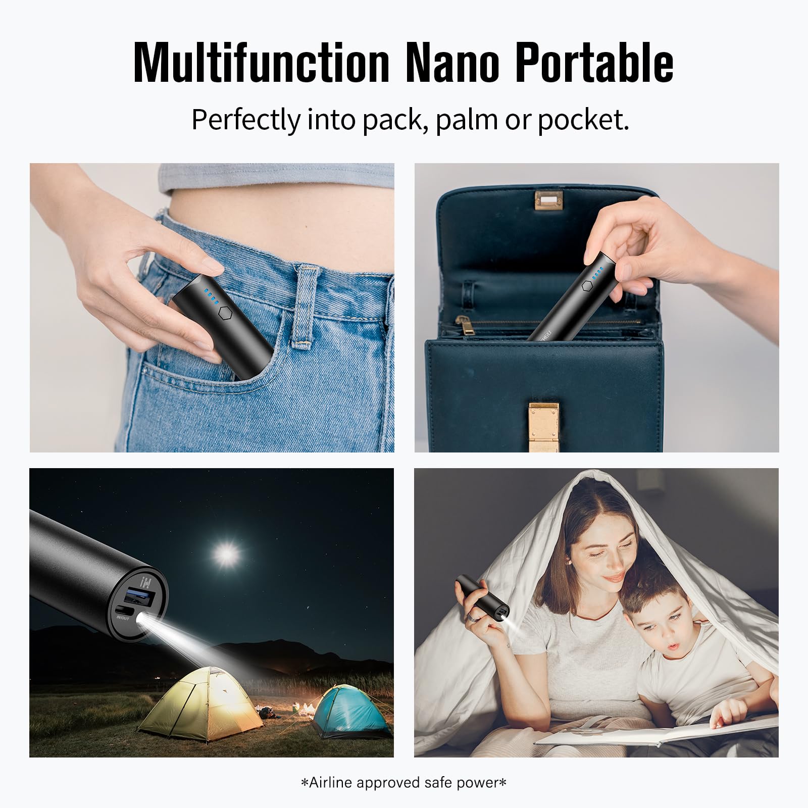 SIXTHGU Cargador portátil, batería externa de 5000 mAh, paquete de 2 unidades de bolsillo de carga rápida USB-C (entrada y salida) compatible con la serie iPhone, teléfono Android, auriculares y más