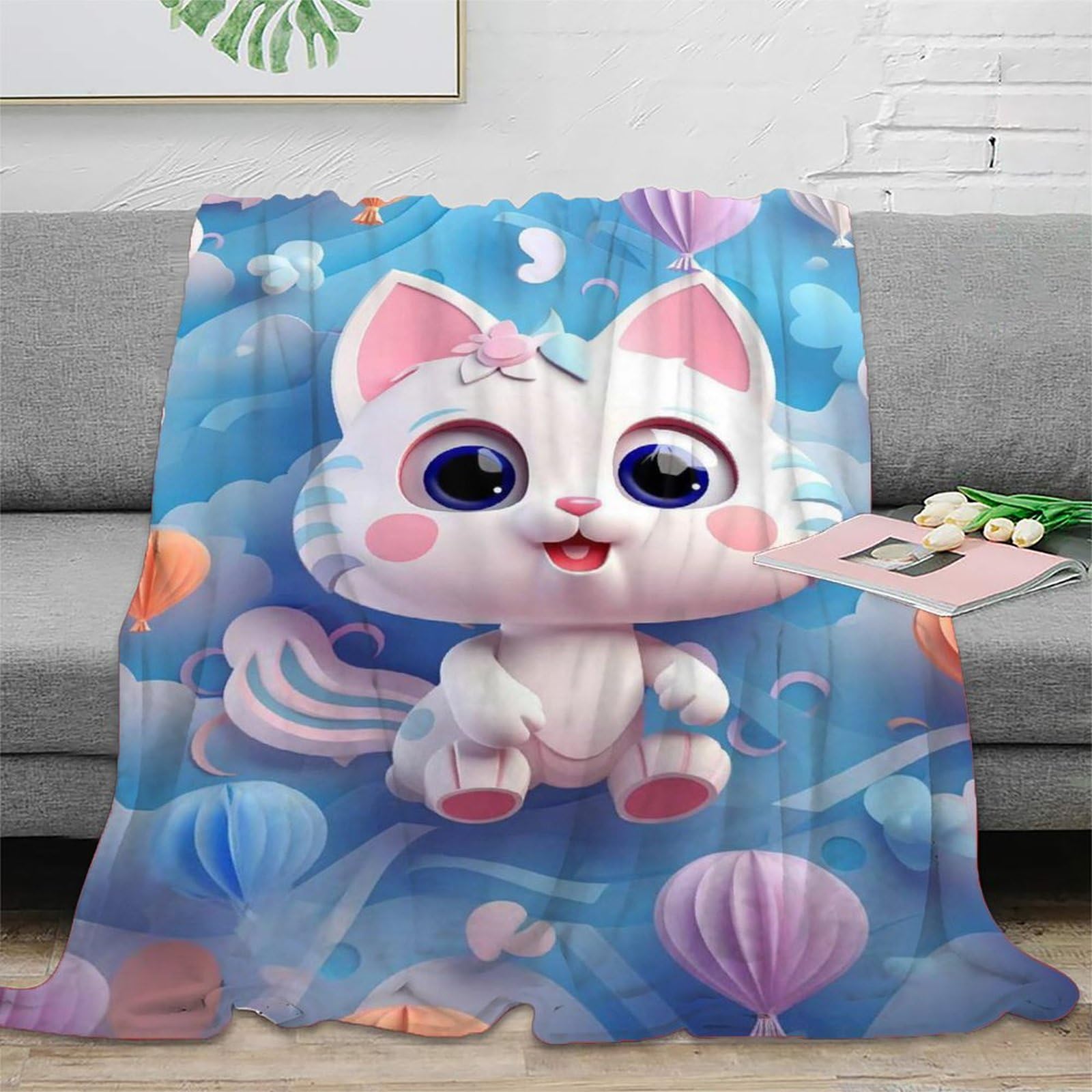 Couverture en flanelle chatons cadeau idéal pour lit et canapé douillet