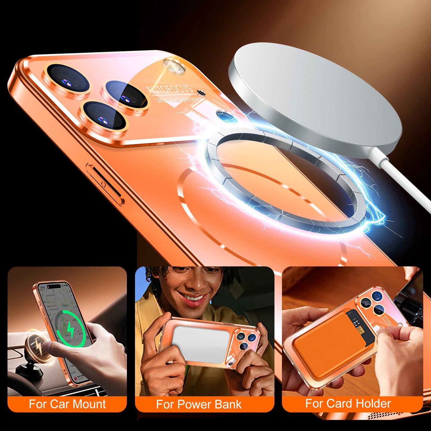 Custodia rigida opaca di lusso per iPhone 13 Pro Max con ricarica wireless magnetica (per iPhone 13 Pro Max/Blu Sierra)