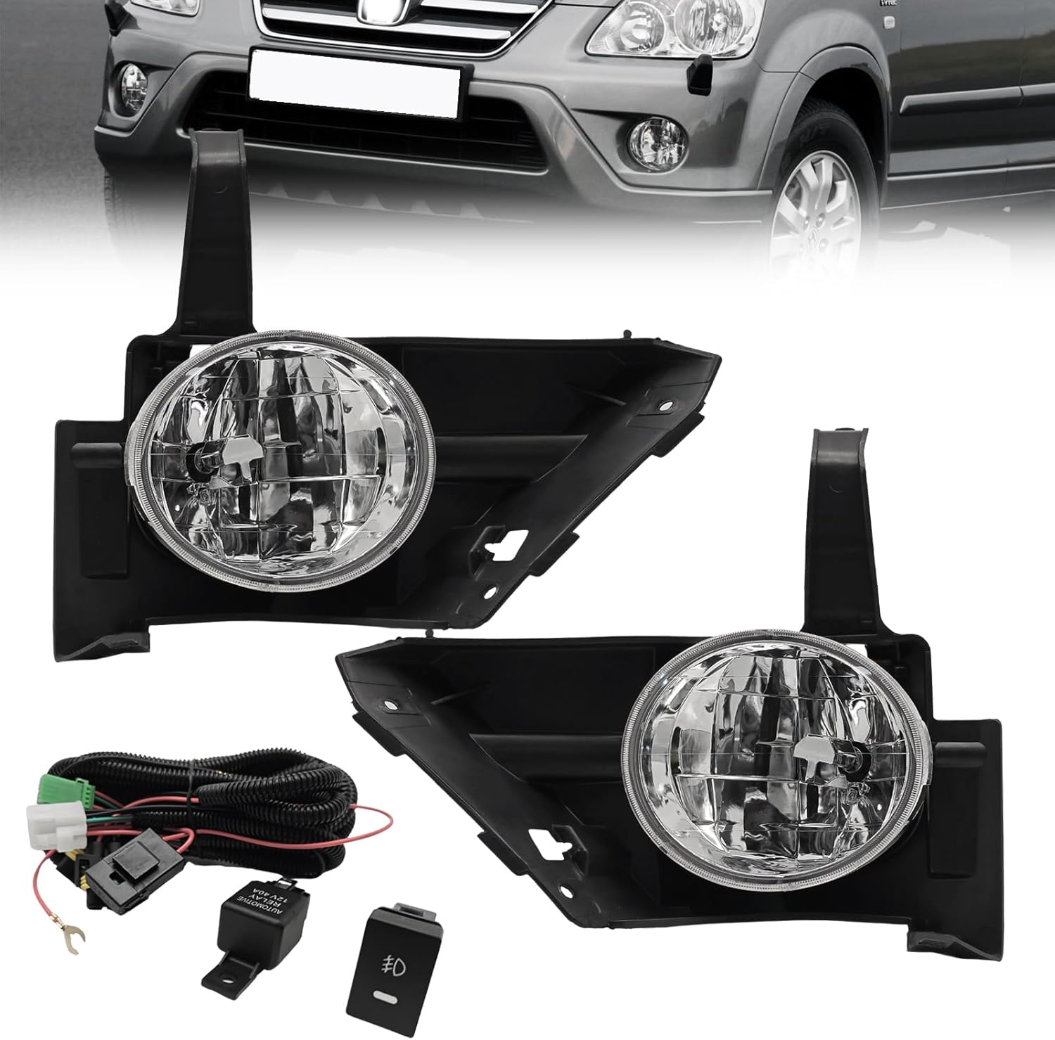 Fog Lights Compatible With 2005 2006 Honda CRV Front Bumper Lights Driving Fog Lamps w/Wiring Harness and Switch 9006 12V 55W Left Driver and Right Passenger Side