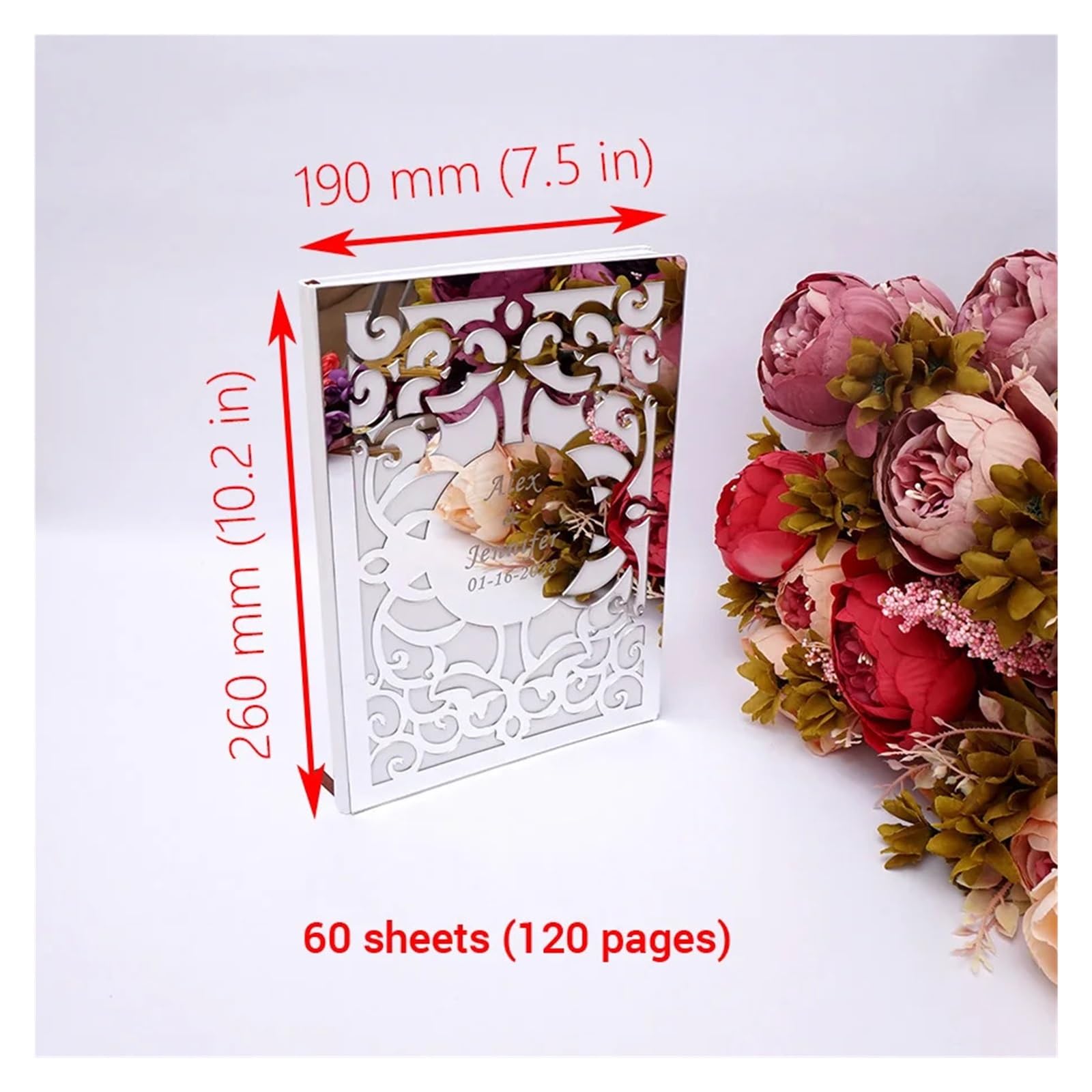 Guest Book Matrimonio Libro delle firme del Matrimonio a Specchio | Pagine Interne Vuote For La Registrazione Della Firma Scritta A Mano Dell'ospite In Loco(Silver)