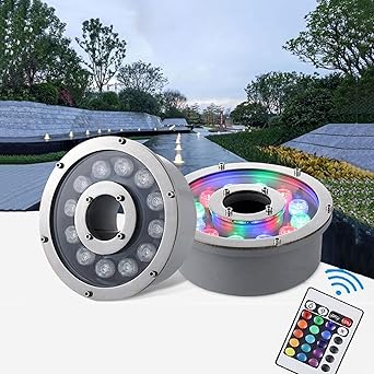 LED Ring Fountain Light - RGB Underwater Light, 12/24V Submersible Underwater Landscape Spotlight, IP68 Waterproof Middle Hole Swimming Pool Light, for Fountain/Landscape Decoration6w,12V