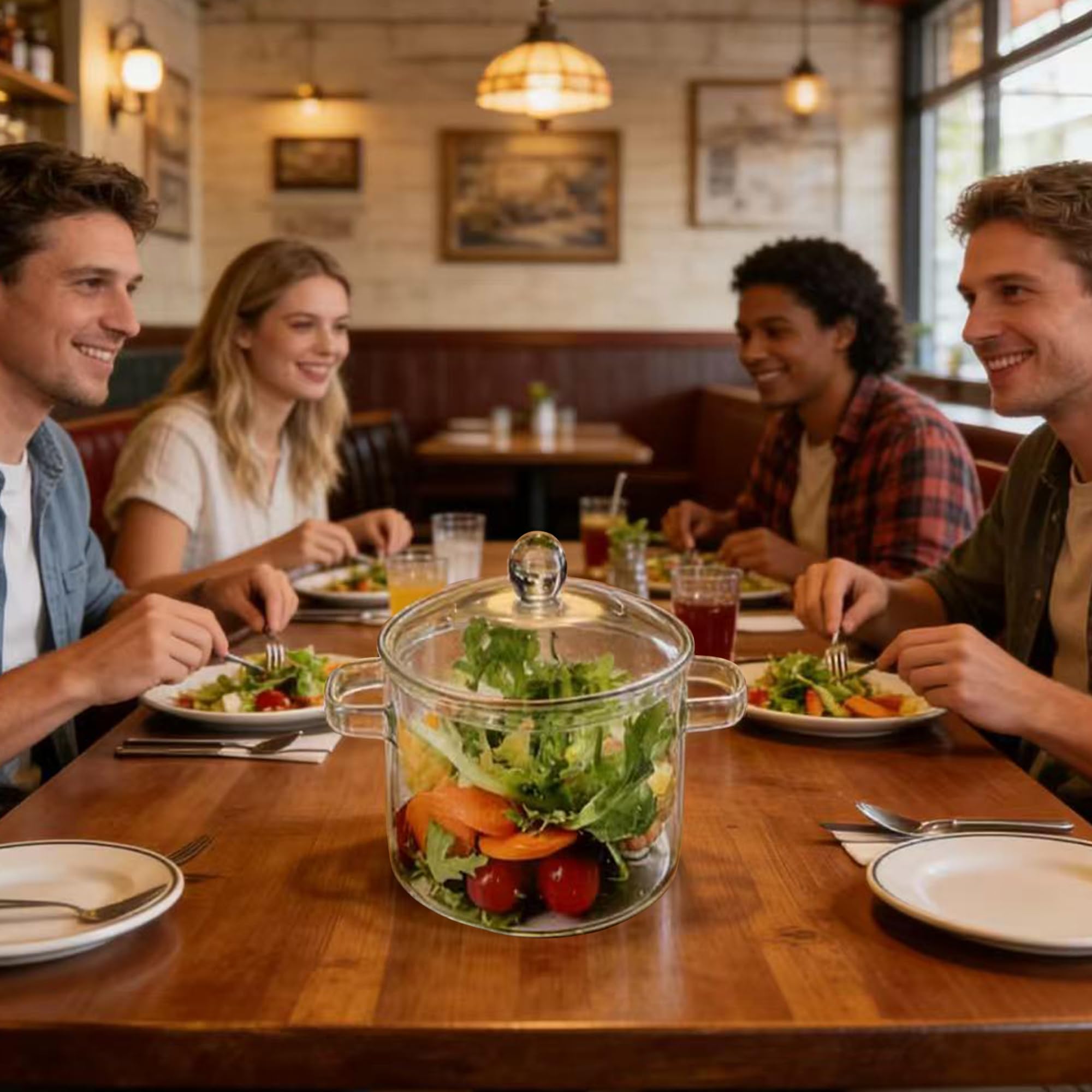 Olla de vidrio transparente con tapa para cocinar popurrí, cacerola de 3 litros, ollas grandes de 101 onzas para estufa, visiones superiores, ollas de borosilicato grandes y seguras