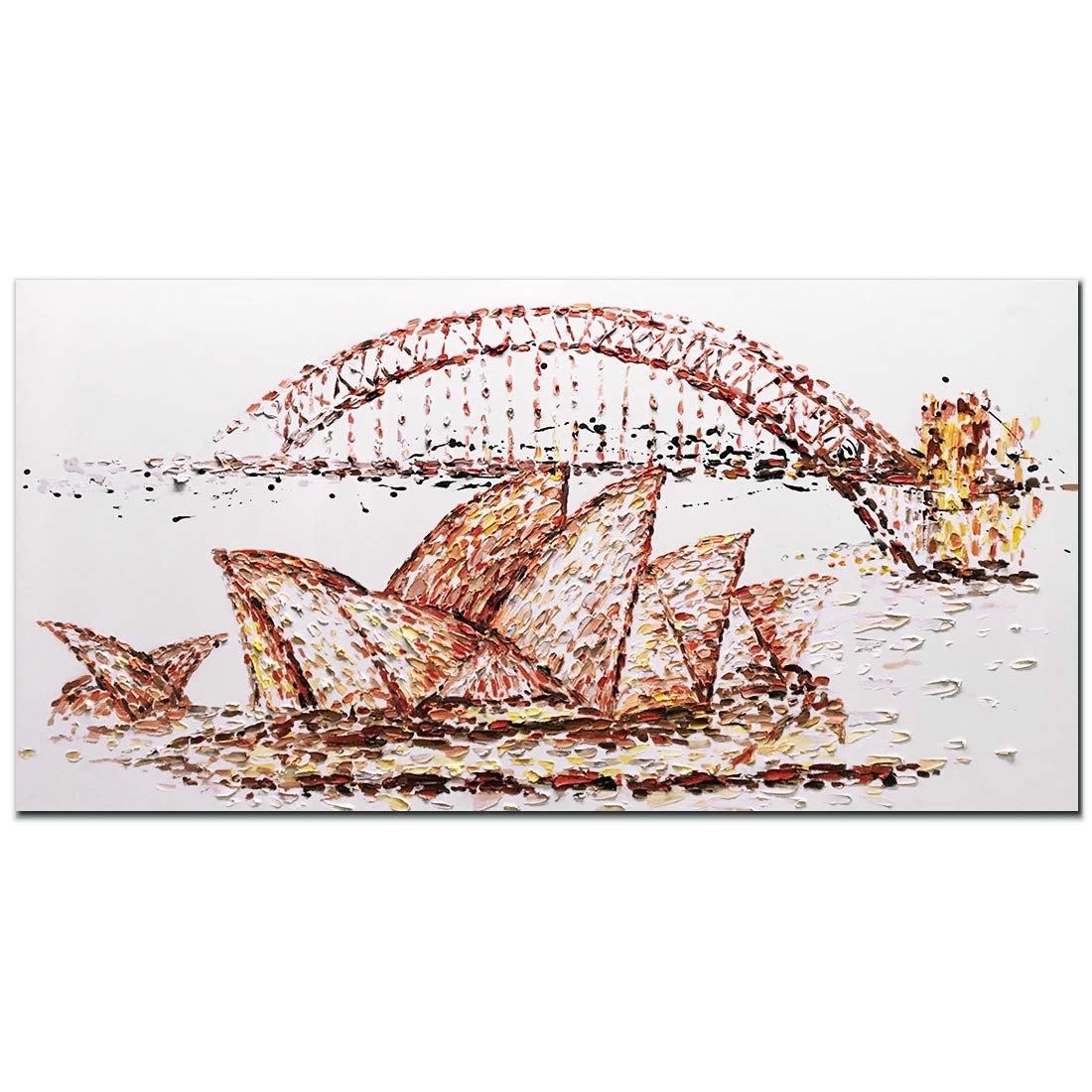 Tiancheng Art, 24X48 inch Abstract Canvas Painting Wall Art 100% Hand-Painted Ornaments Living Room Bedroom Dining Room Bathroom Office Hanging Artwork …