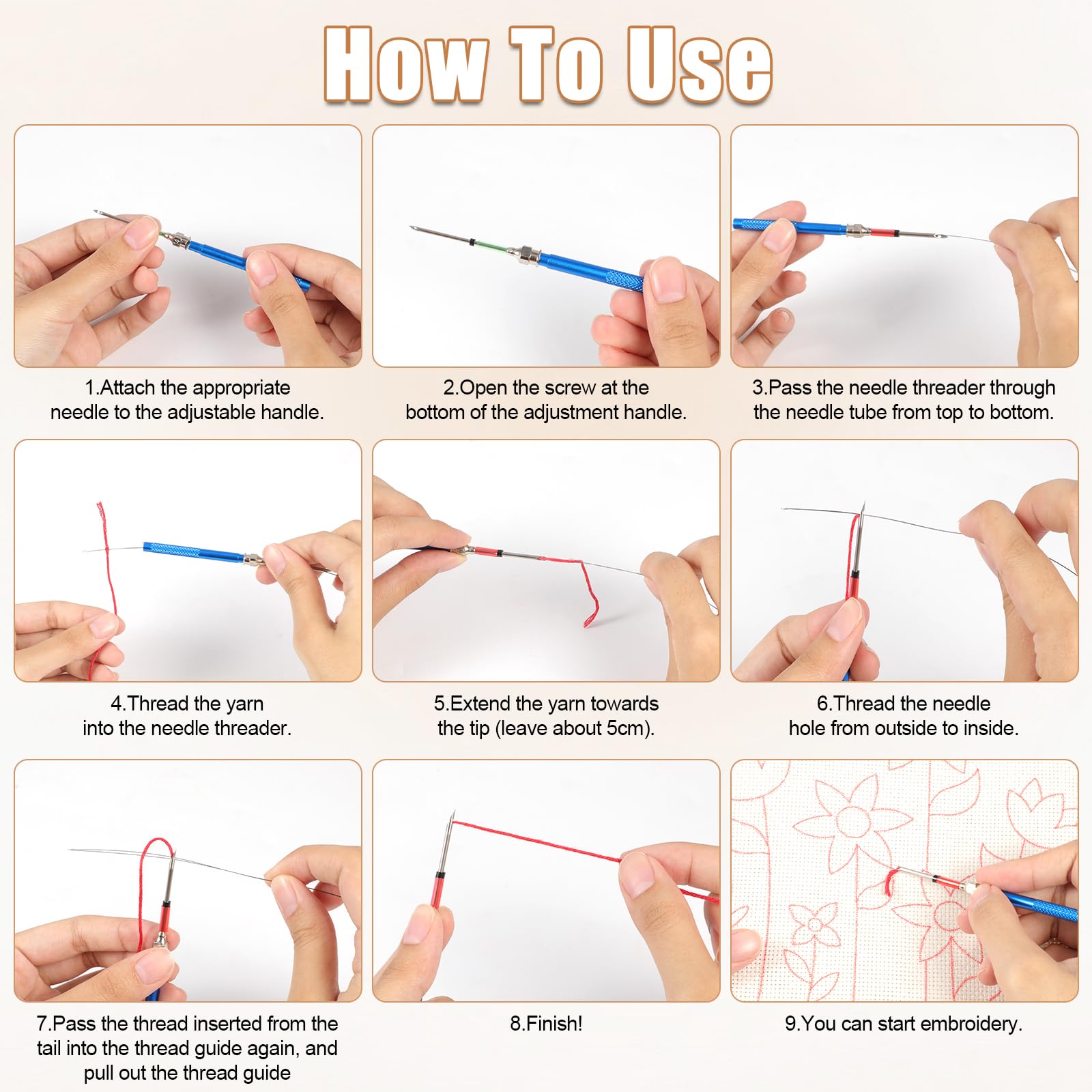 Kit 13 Pièces Aiguilles à Pochoir Broderie JSRQT - 7 Tailles Pour Créations DIY