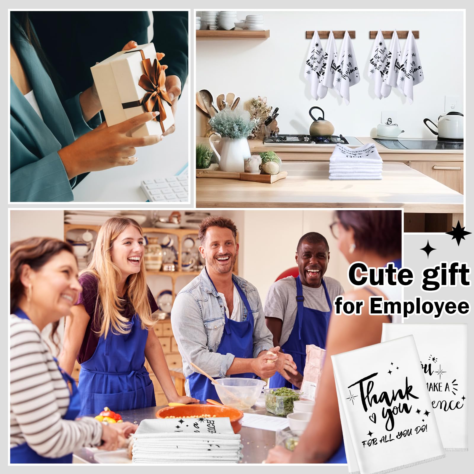 Minatee 7 Pcs Fall Themed Gifts Kitchen Decor Set, Including 2 Autumn Kitchen Towels Funny Dish Towel And 5 Wooden Spoons Bamboo Utensils Gifts For Housewarming Friends Families(Classic Style