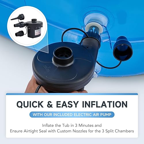 Miniatura 7 de CO-Z Bañera inflable con bomba de aire eléctrica y almohada reposacabezas para baño, bañera inflable portátil para adultos, para exteriores