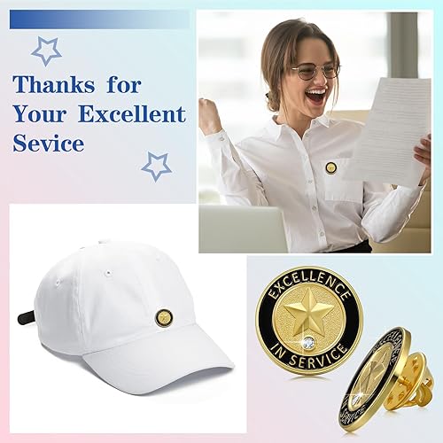 Miniatura 5 de Zeyune 48 piezas de alfiler de solapa de apreciación del empleado 34 pulgadas 6 estilo empleado esmalte Pines empleado del mes Pin reconocimiento