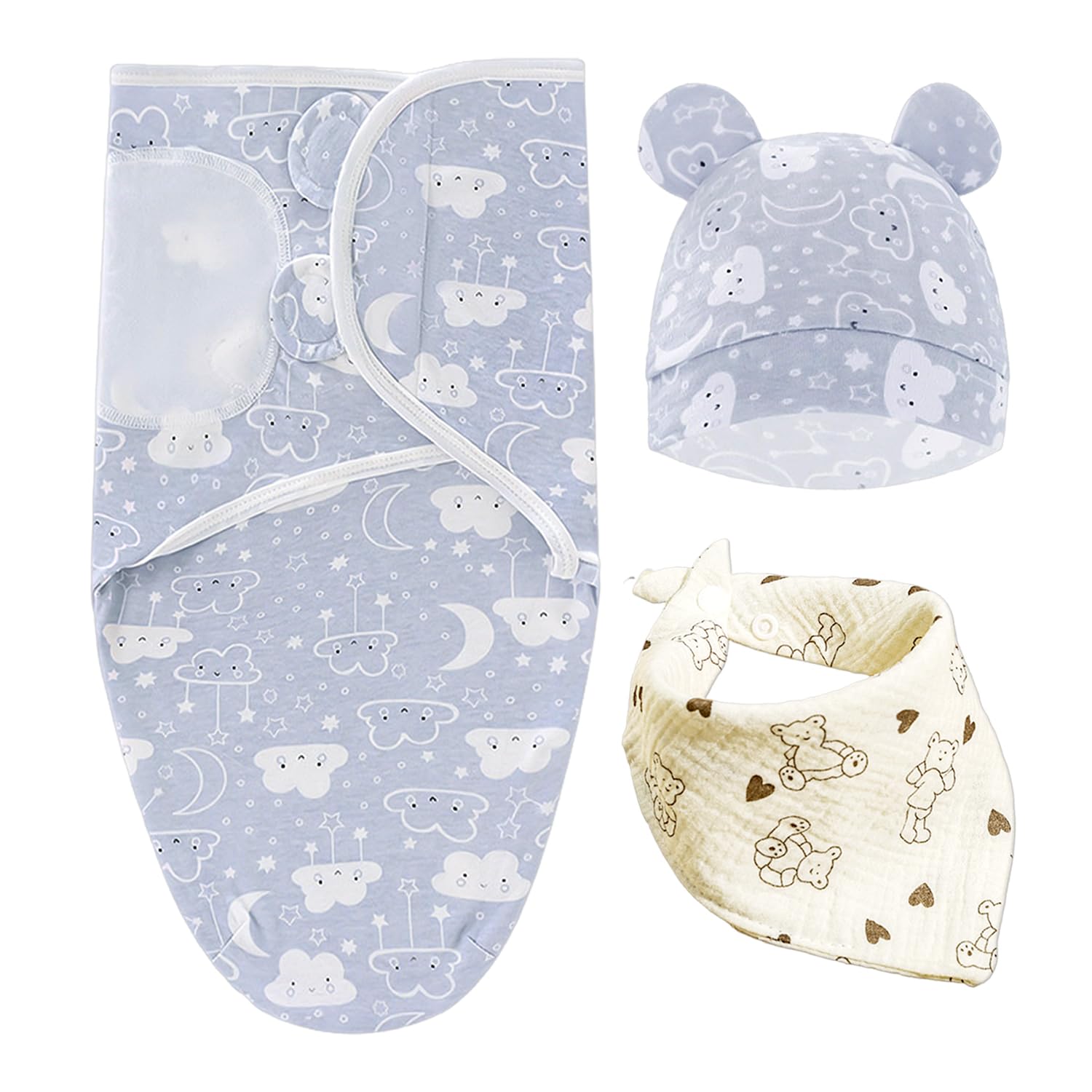 1 Set of Baby Sleeping Bag with Hat, 1 Triangle Scarf