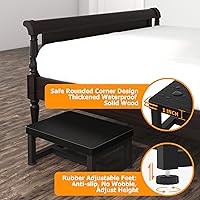 Vista 2 de Taburetes para adultos y niños con pies de goma antideslizantes, taburete ancho de alta resistencia con capacidad de 500 LBS para dormitorio