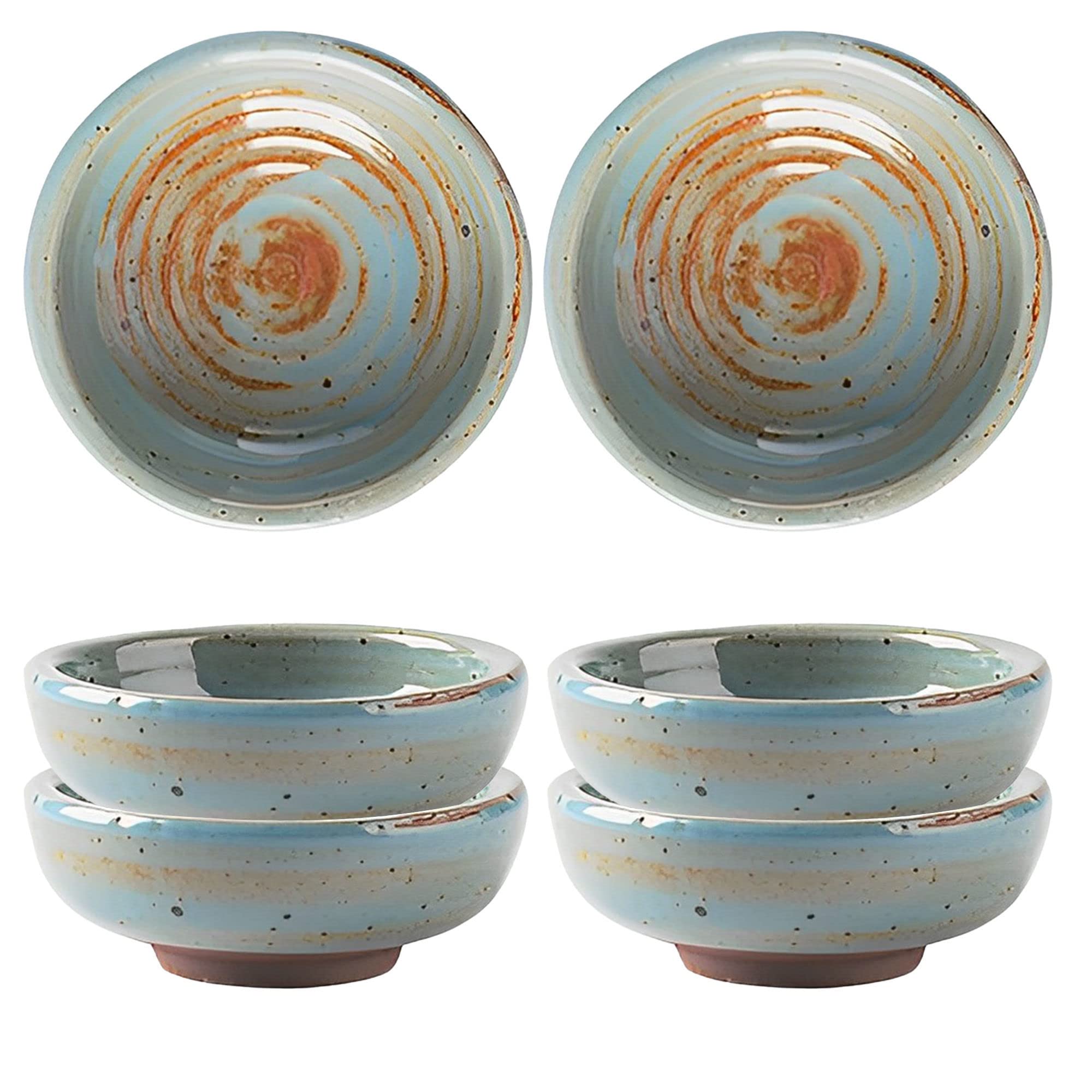 Suppenschüssel, Reisschüssel, Frühstücksschüssel, Sojasaucen-Geschirr-Set, Dip-Schalen aus Keramik, Soßenschüsseln, Tapas-Schalen, Geschirr-Set mit Blumenmuster for Desserts, Snack-Grau, 6er-Set ( Col