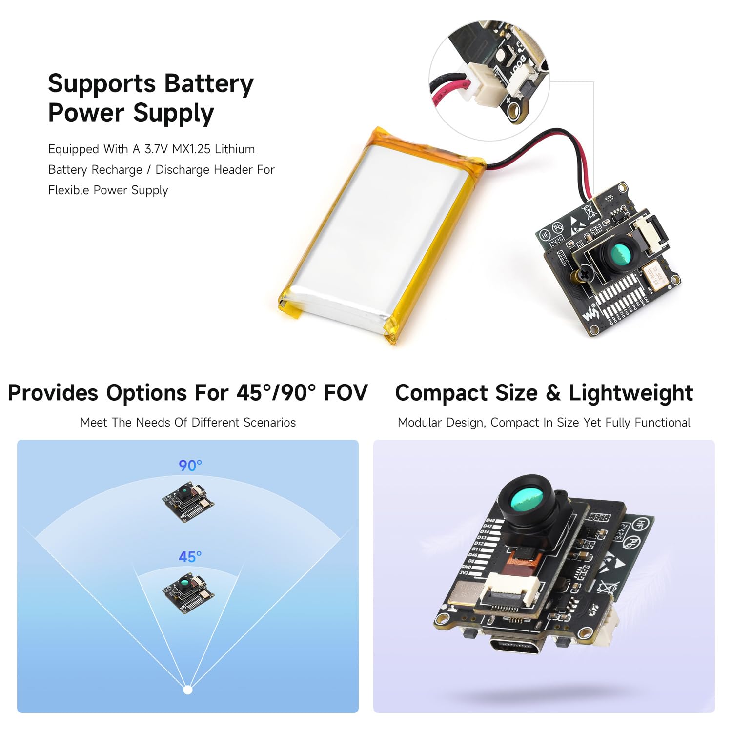 Waveshare ESP32-S3 Infrared Wireless IR Thermal Imaging Camera Module, Type-C Port, 80x62 Array Pixels Basic Version 45 ° Field of View Angle