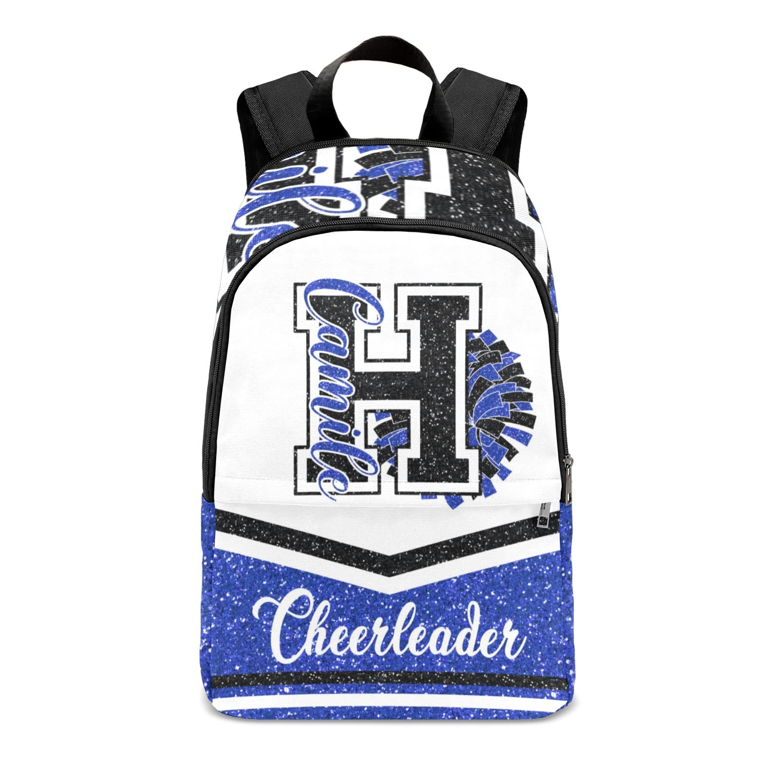 Yeshop Cheerleader Blue Black Personalized Backpack for Teen Boys Girls,Custom Travel Backpack Bookbag Casual Bag Name Gift 11.8"(L) x 5.51"(W) x