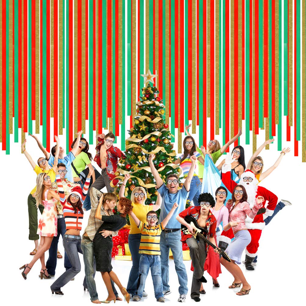 Lot 12 Rouleaux Papier Crépon Noël Rouge Vert 4,5cm X 10m - Décoration Fêtes & Anniversaire