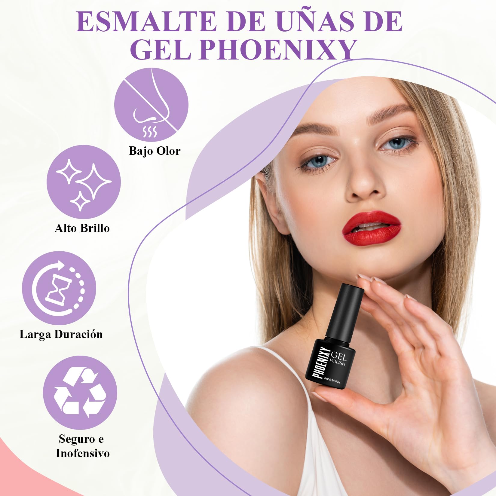 Phoenixy Kit Uñas Semipermanentes con Lampara Uñas Semipermanentes, 24Pcs 72 Efectos Uñas Kit Completo con Brillo Mate Glitter Top Coat, Kit Manicura Semipermanente de Regalo