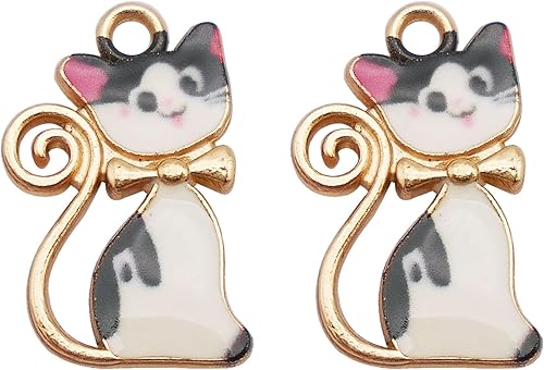 Miniatura 7 de 30 dijes chapados en oro de 0.827 x 0.512 in de gato para mascotas, colgante de animales, joyería, collar, pulsera, aretes, accesorios para hacer