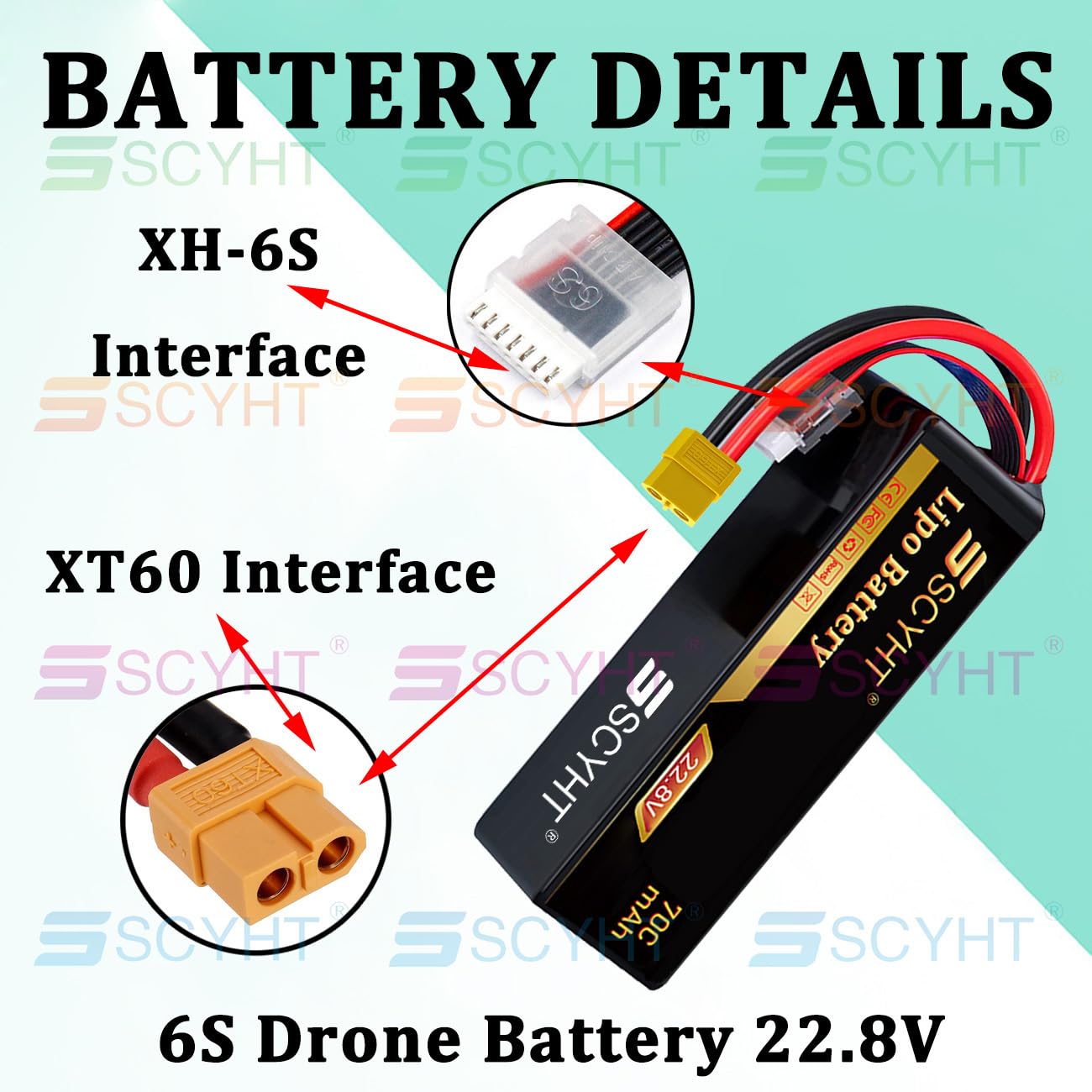 Batteria al litio 22,8 V 6S Batteria droni 70C