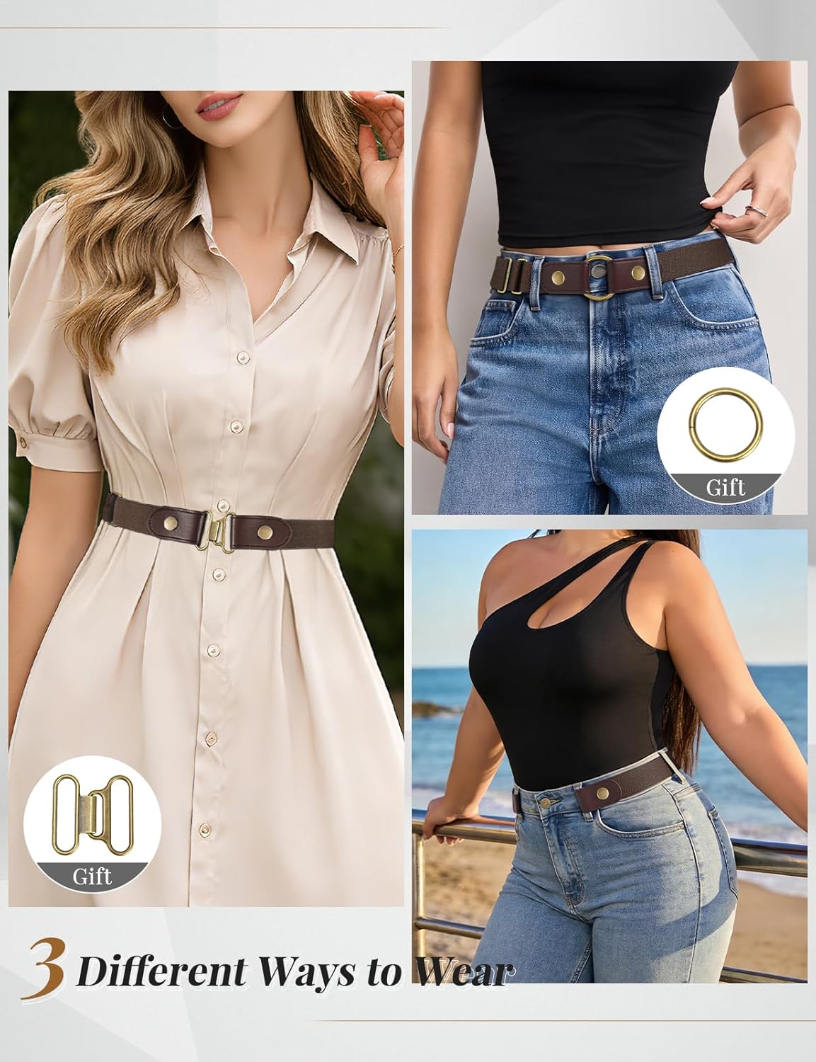 XZQTIVE Women/Men Buckle-Free Elastic Belt for Jeans, Ladies Invisible Belt Fits Waist 24-48 inches - Image 2