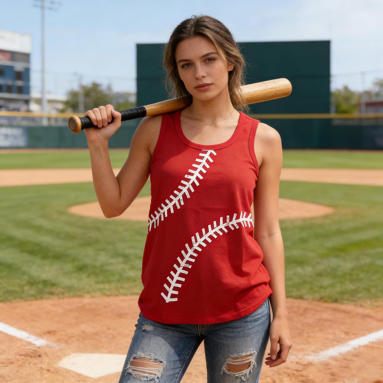 Baseball Tanks Top Women Cute Funny Baseball Graphic Vest Summer Racerback Sleeveless Shirt Baseball Match Gifts Shirt - Image 3