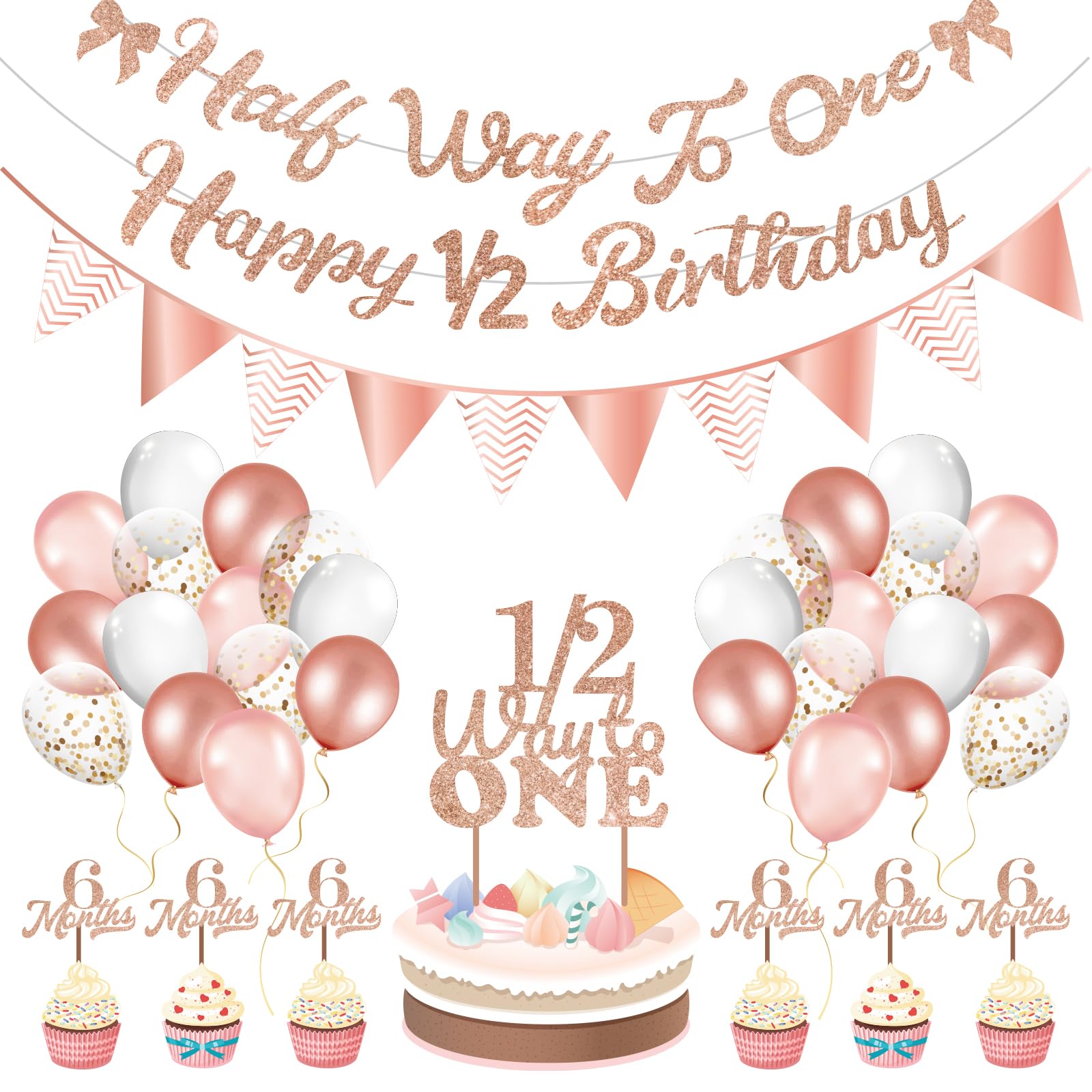 Bannière d'anniversaire or rose Happy Birthday au design brillant pour fille