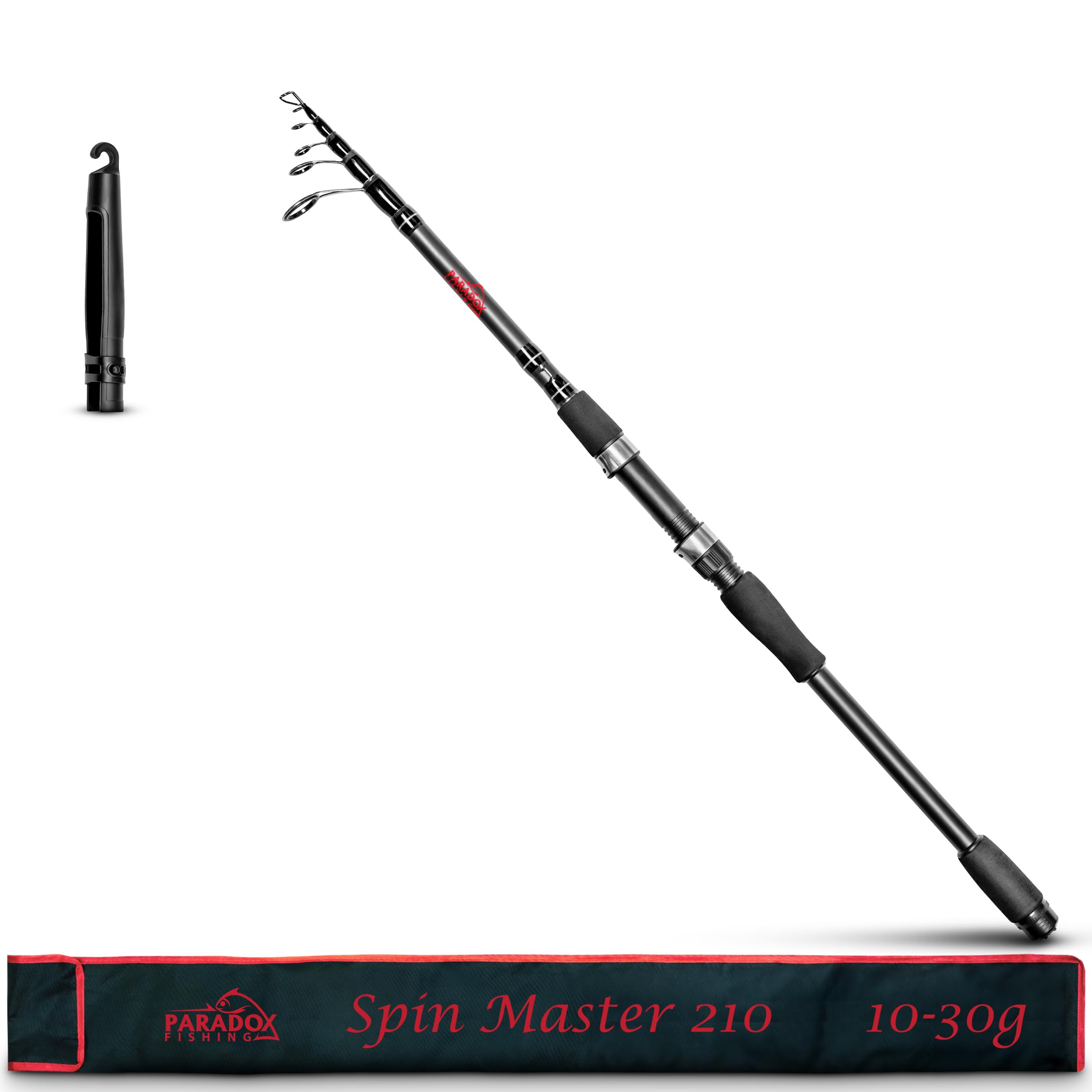 Paradox Fishing Teleskop Spinnrute 2,1m/2,4m/2,7m – für Barsch Hecht Zander - Angel-Rute Fishing Rod Baitcast – kleines Transportmaß perfekt zum Reisen