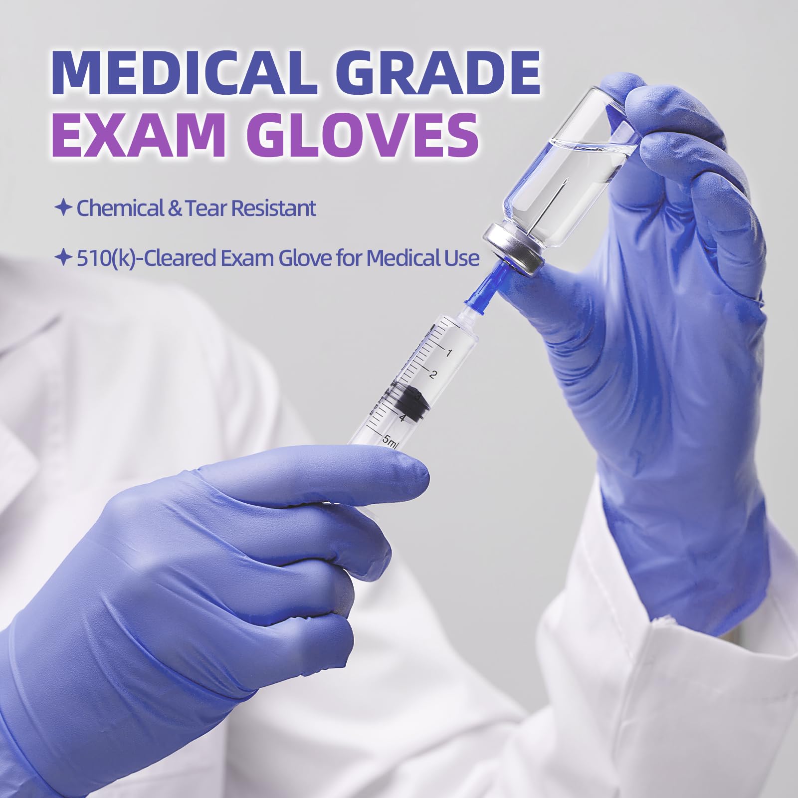 Basic Nitrile Exam Gloves, Medical Violet Blue Gloves Disposable Latex Free Powder-Free For Exam, Food Prep Cleaning, Large Case Of 1000, L, NGPF1036