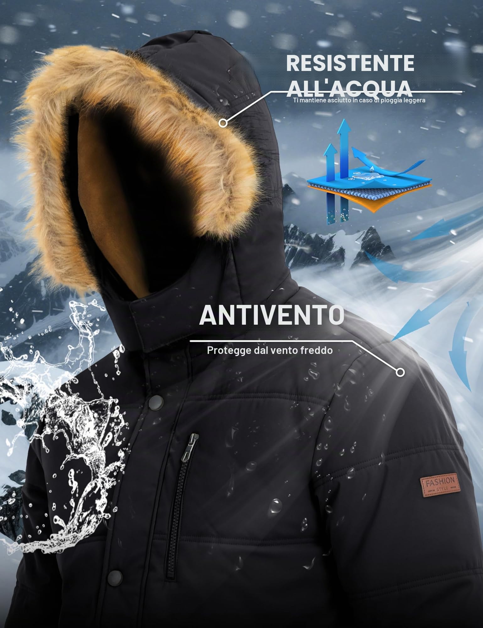 MAGCOMSEN Giacca invernale da uomo, antivento, calda, in pile, per il tempo libero, per le mezze stagioni, impermeabile, foderata, ispessita, da lavoro, con cappuccio rimovibile