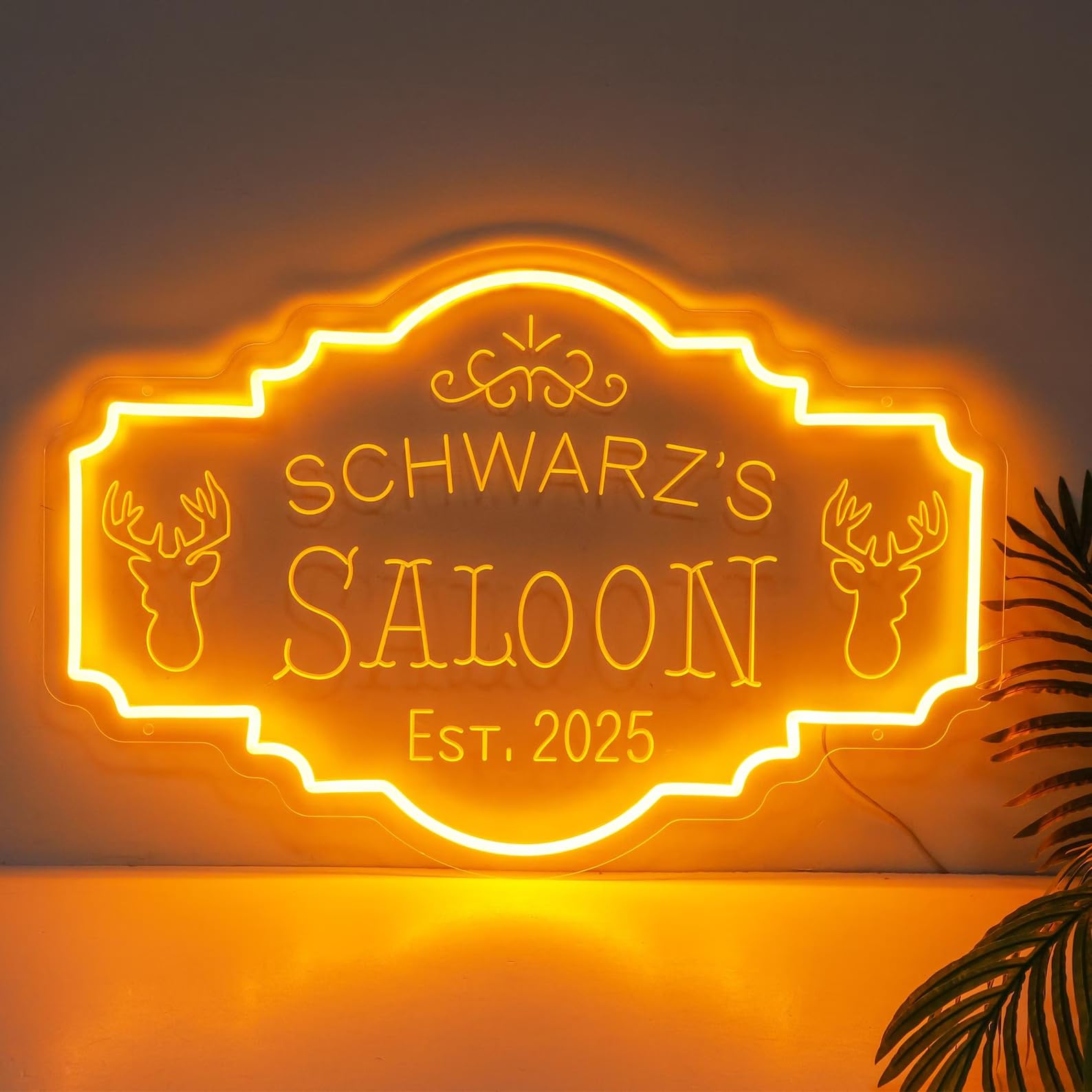 Custom Saloon Neon Sign Personalized Old West Saloon Neon Lights Rodeo Cowboy Decor Custom Name Est Date Neon Sign for Man Cave, Pub, Western Bar, Garage, Gift for Bar Owner