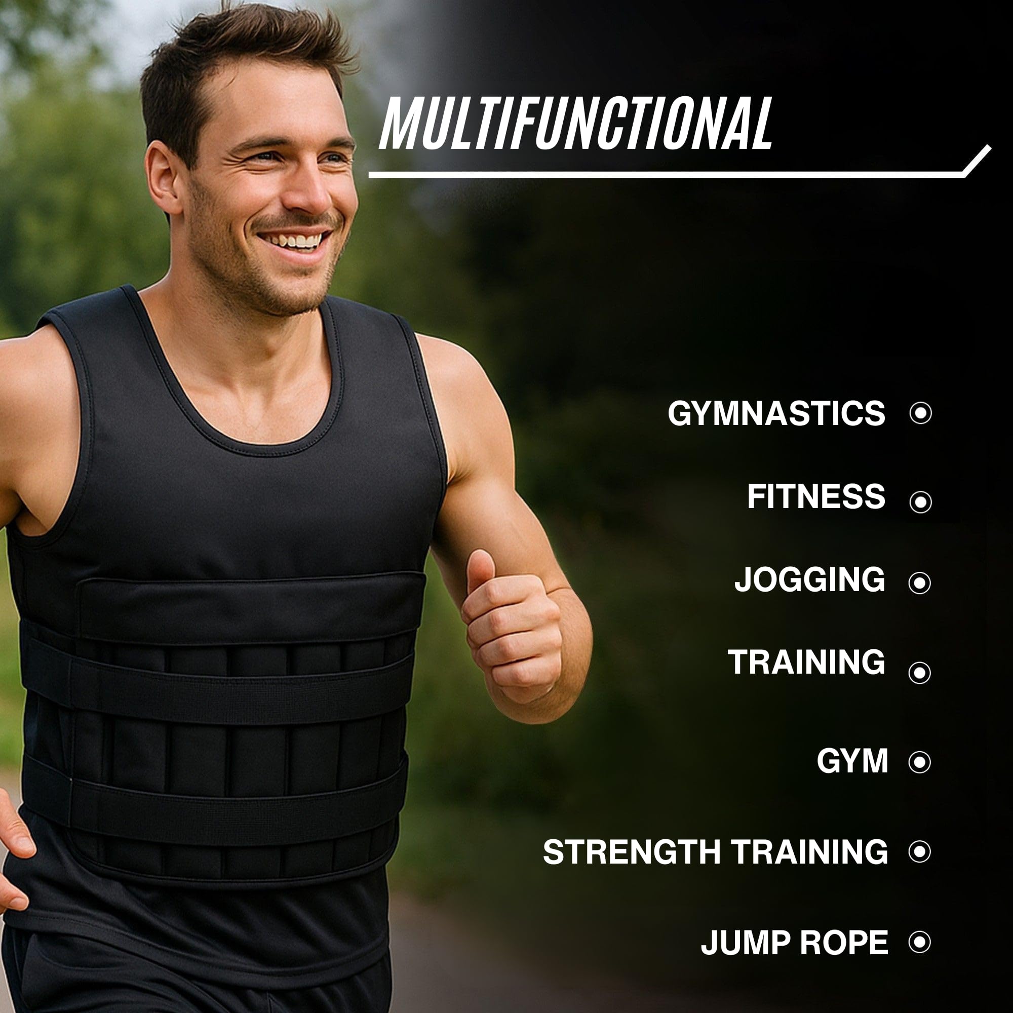 Gilet Lesté 20kg pour Homme et Femme, Gilet de Poids Réglable pour Musculation, Calisthénie et CrossFit, Gilet de Course avec Poids, Design Ergonomique et Respirant (Noir)