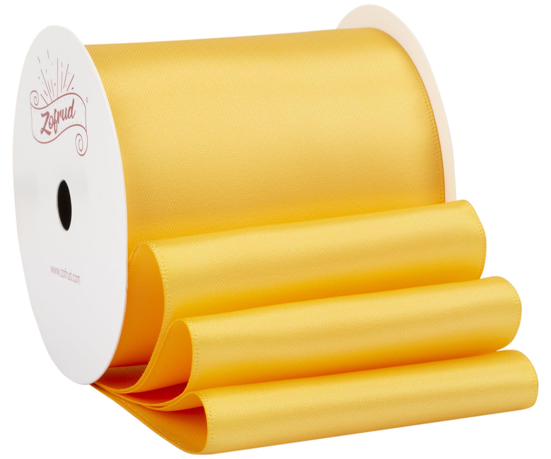 Zofrud Yellow Gold Satin Ribbon 3 Inch Wide x 10 Yds - Large Ribbon Ideal for Bows, Gift Wrapping, Flower Bouquet, and Crafts
