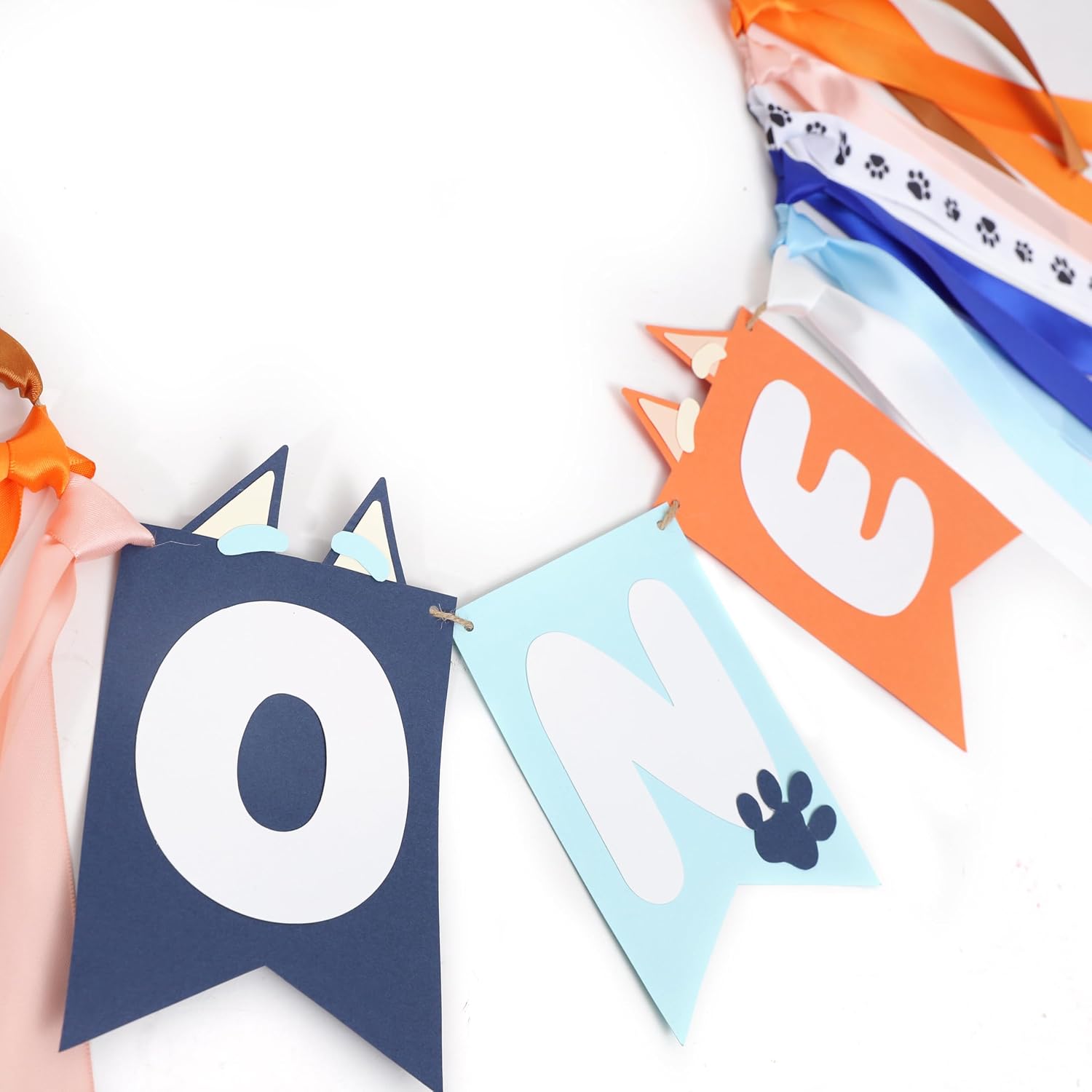Light Blue Navy Brown Orange 1st Birthday High Chair Banner - First Birthday Party Decoration, Little Puppy Highchair Banner, Boys and girls 1st Bday Decor, Blue Bday Background