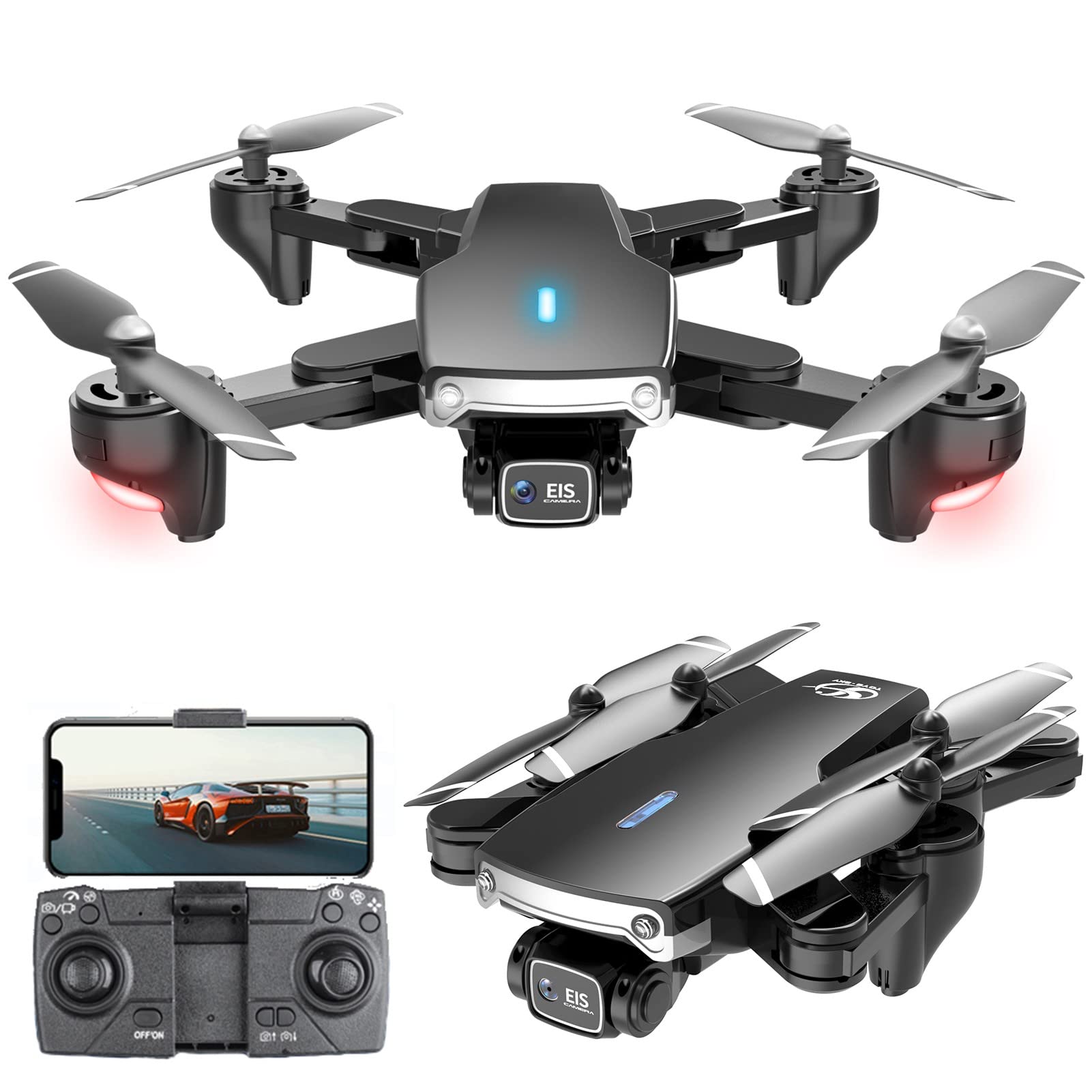 Mini Drone with 4K Camera for Kids 5G WiFi FPV Live Video RC Quadcopter for Beginners 60 mins Flight Time Altitude Hold Headless Mode Waypoints Functions One Key Take Off(Black)