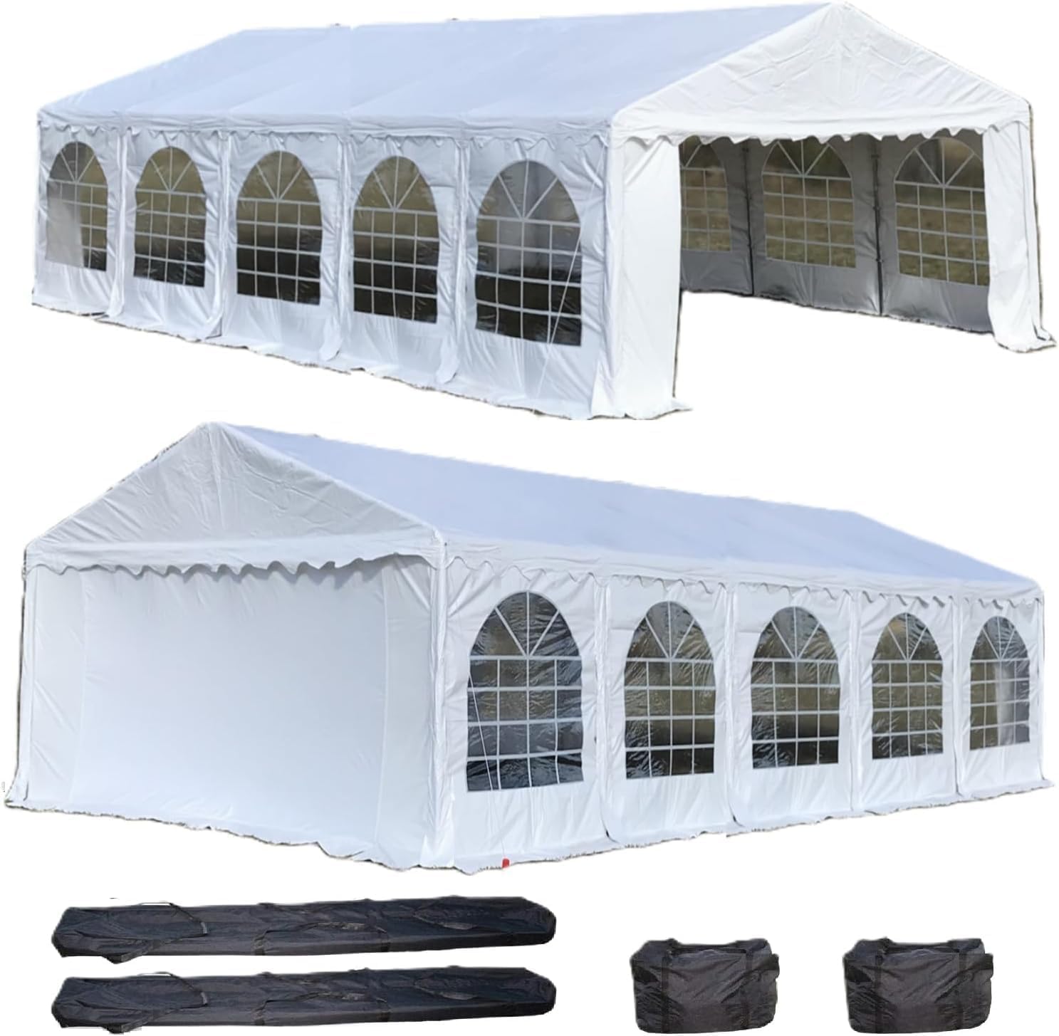 Delta 32'x16' Fire Retardant (FR) PVC Party Tent, Wedding Tent Canopy, Outdoor Event Shelter, Garden Gazebo, with Waterproof Top, Galvanized Steel Tubes, Carry Bags