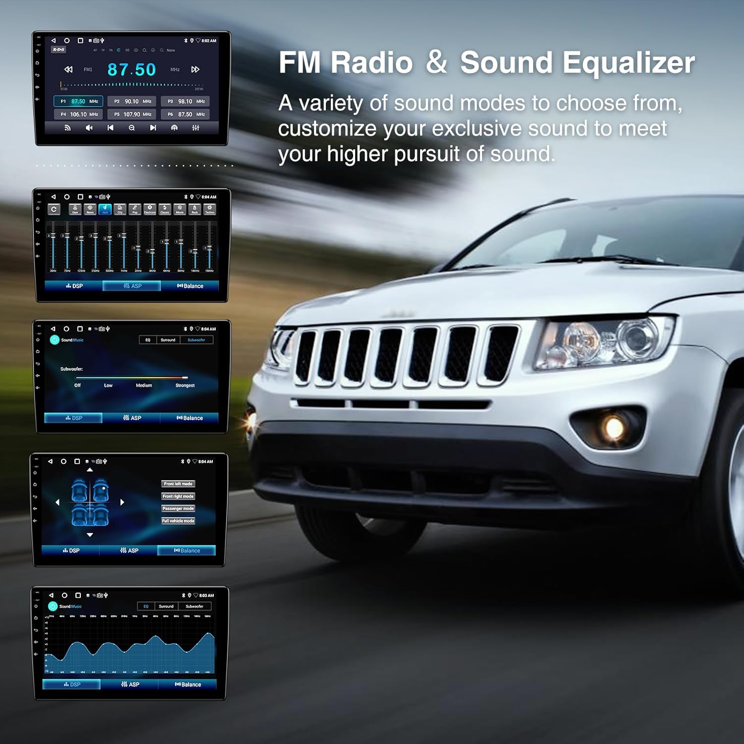 10.1-inch Car Radio Stereo for Compass/Patriot 2009-2016, Supports Wireless CarPlay/Bluetooth/GPS Navigation/HD Reverse Camera/FM/DSP/Android12