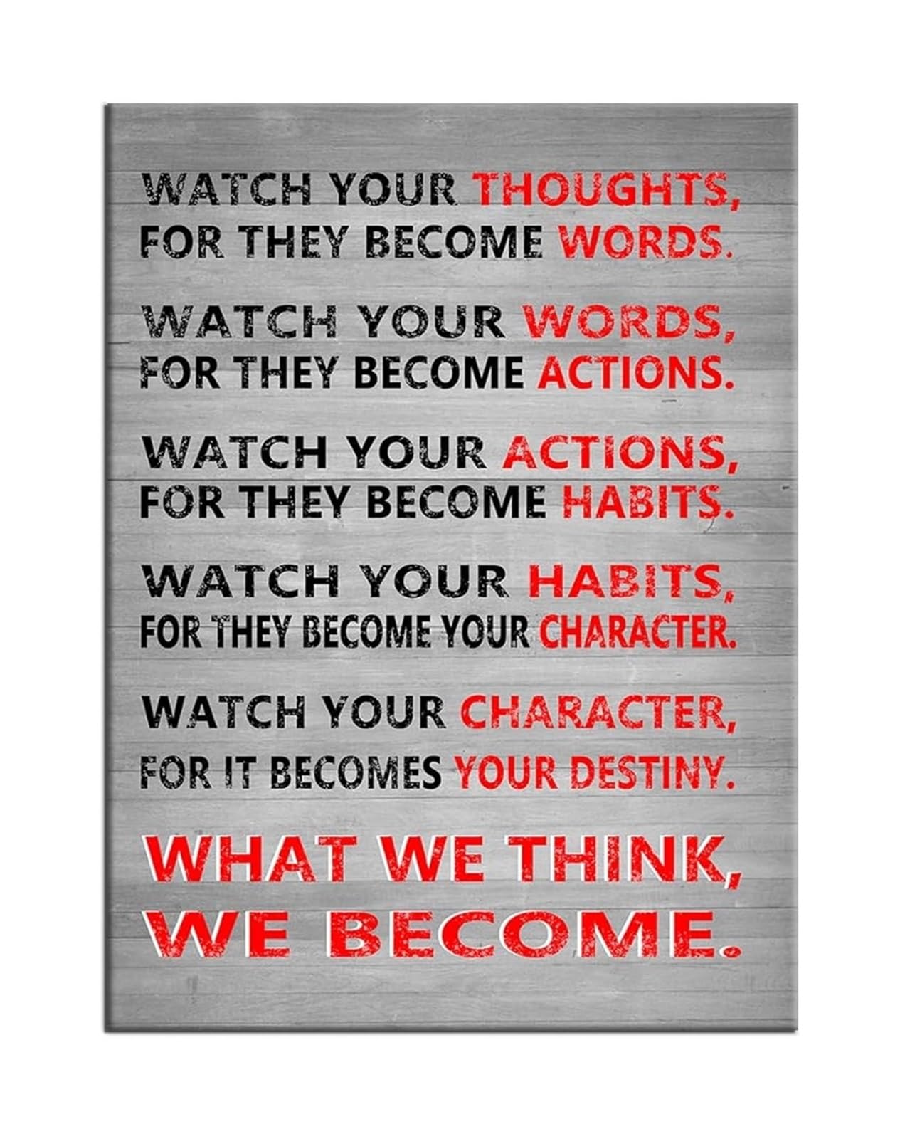 EKFBQBGW Motivational Canvas Wall-Art Thinking Quotes Inspirational Poster for Home Office and Study Decor Ready to Hang Unframed,08x12inch(20x30cm)