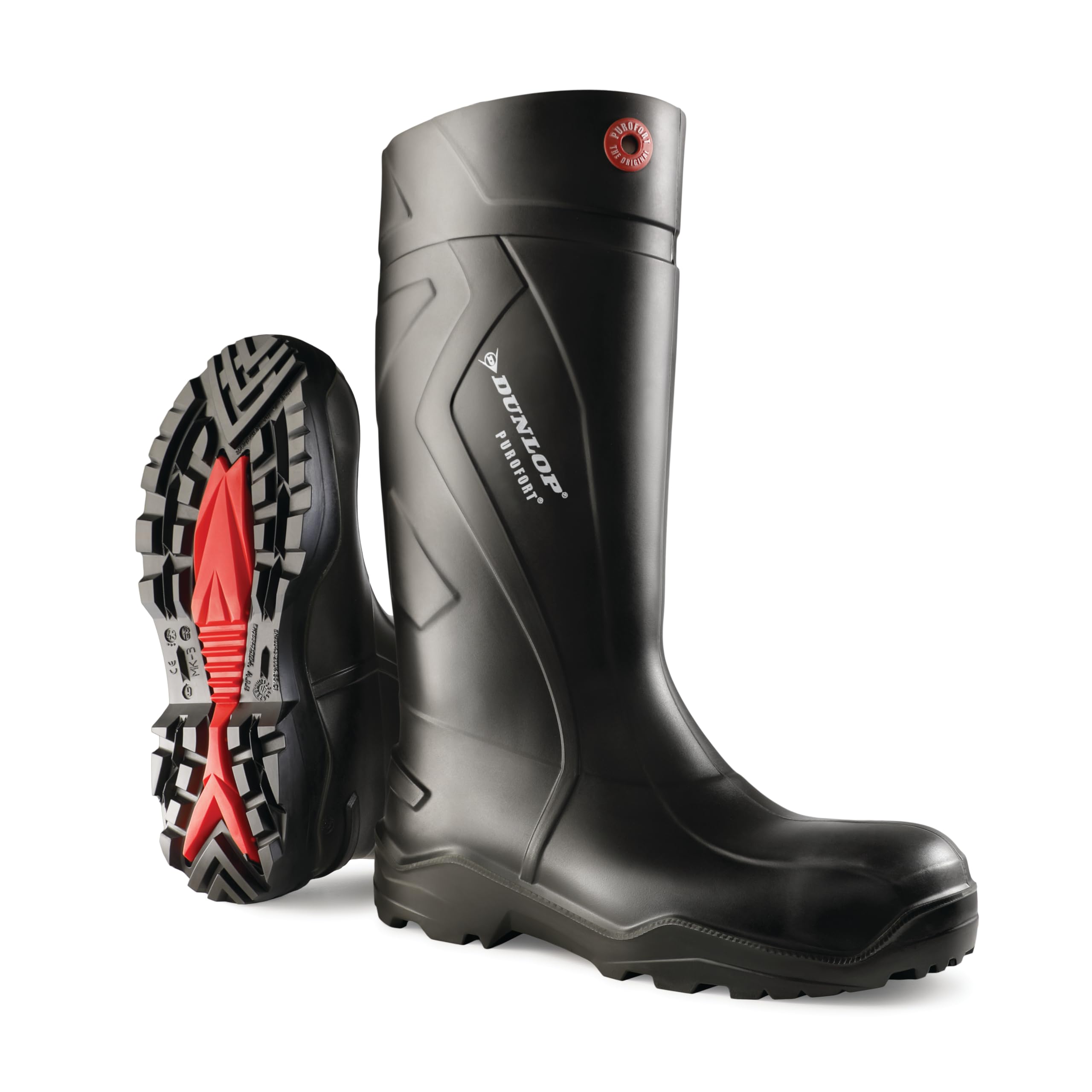 DUNLOP Purofort+ Bottes de sécurité hommes et femmes - Bottes de travail embout en acier – Imperméable & Antiderápant – Léger -Résistant aux produits chimiques - Isolé - Noir – Pointures 43