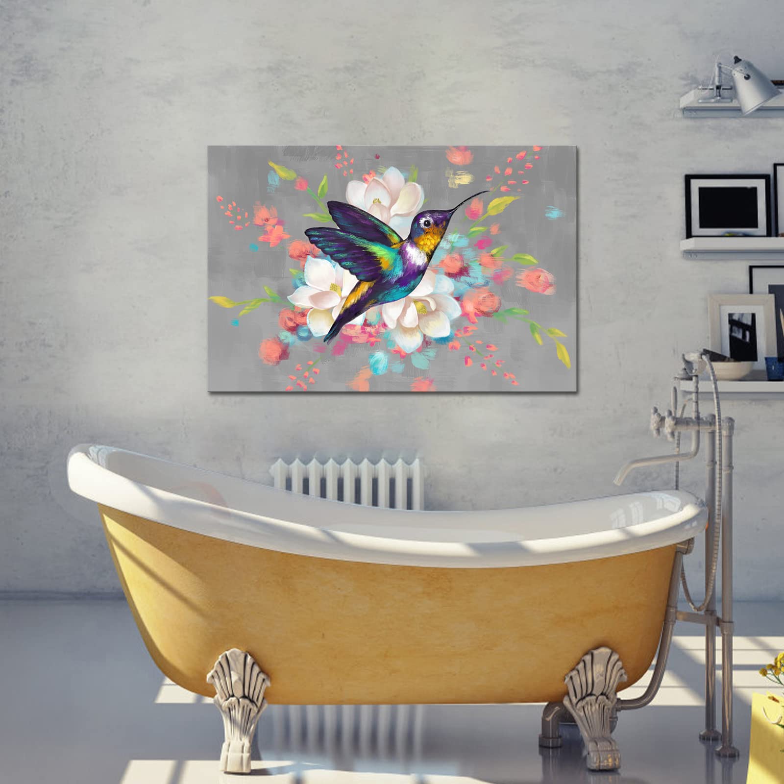 Kalormore Leinwand Bild "Rosa Magnolie" – 3-teilige Wandkunst Mit Schmetterlingen & Kolibri