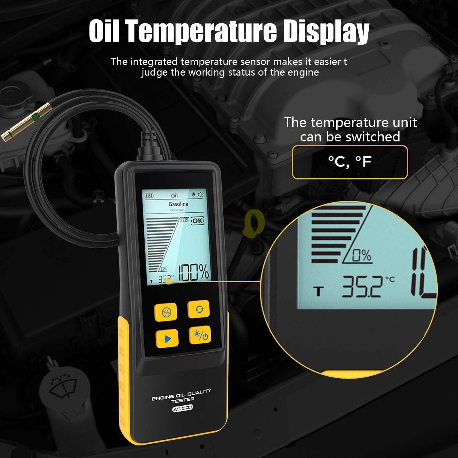 Tester Liquido Freni Digitale AS503 con Schermo LCD 2,8" e Sonda ad Alta Precisione