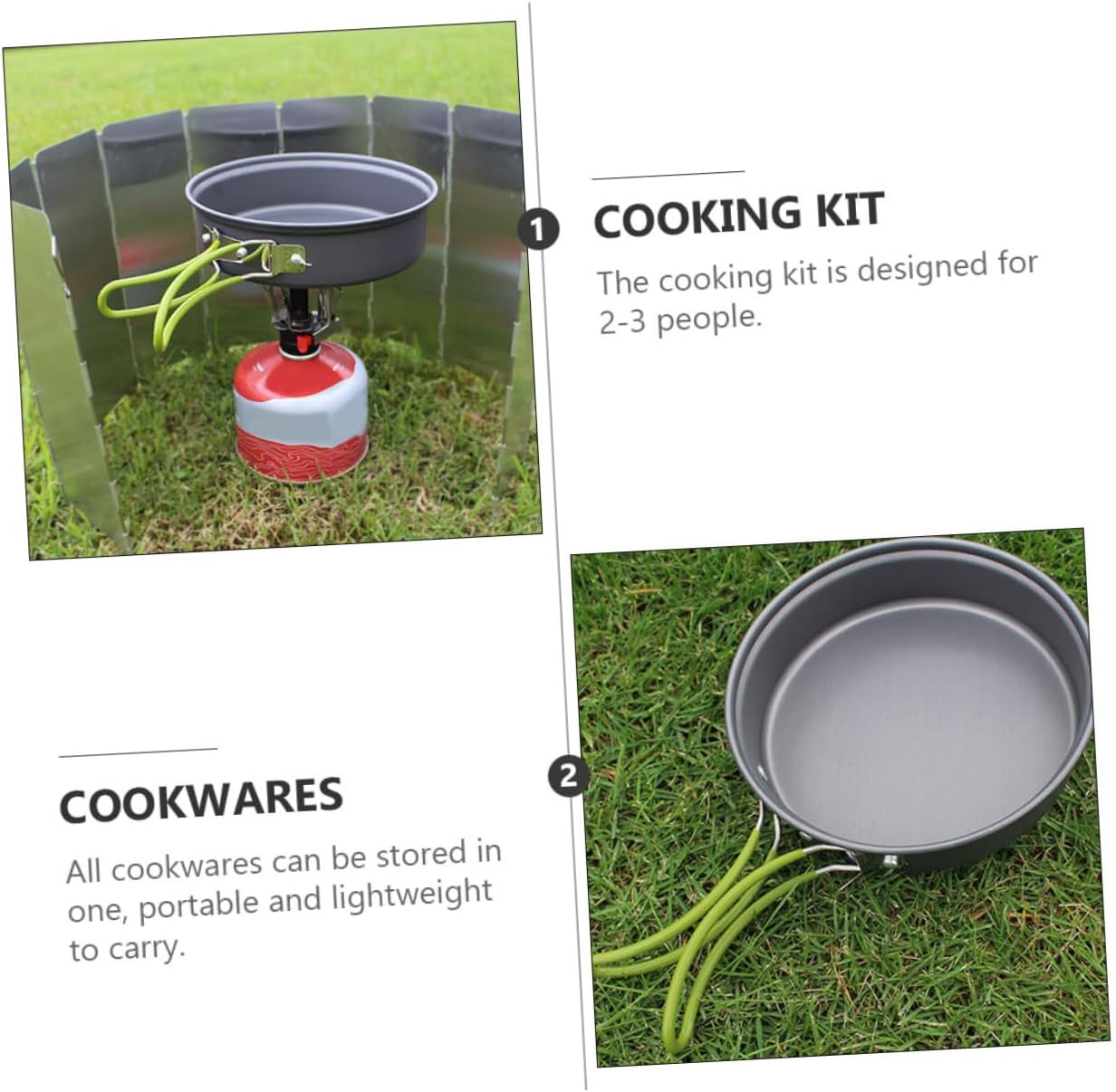 1set Camping Cookware People Portable Outdoor Fryer and Stockpot for Hiking Picnics and Backpacking Adventures