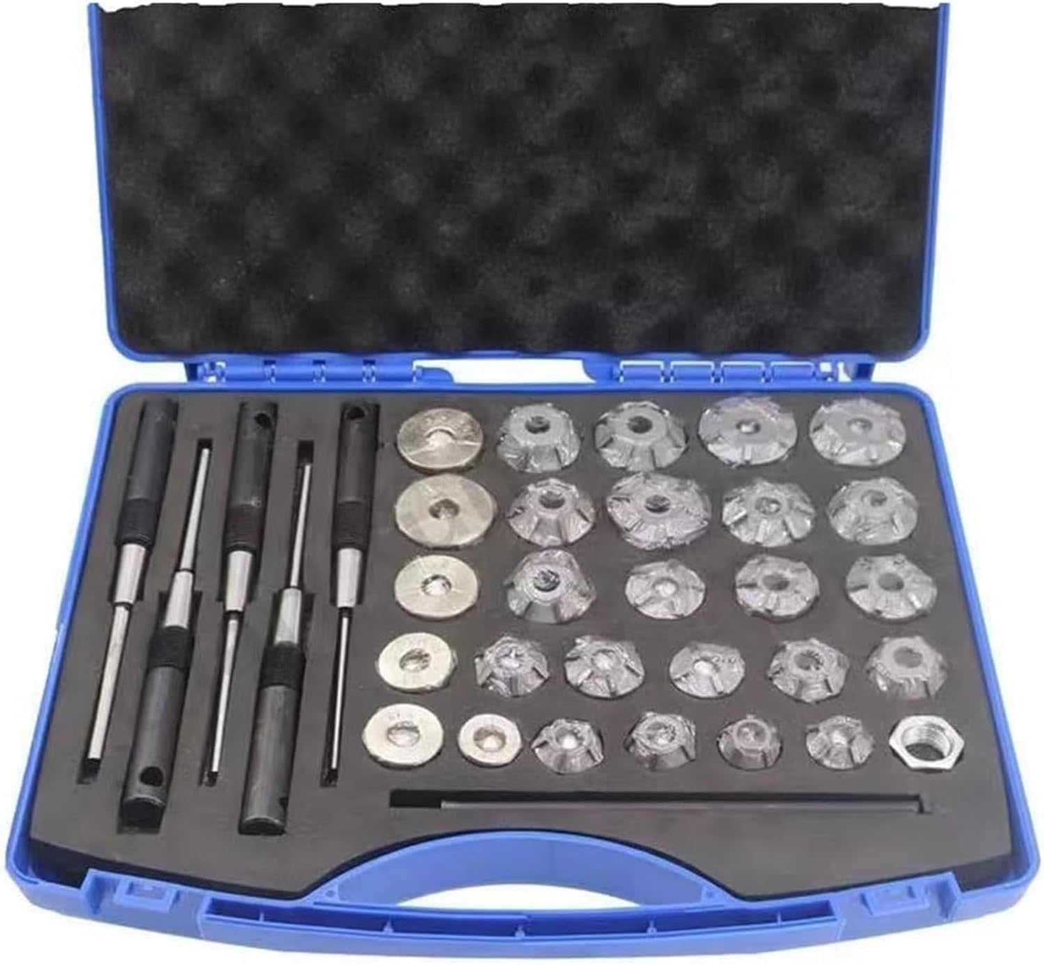 Set di 34 utensili per alesatore e mola per sedi valvole, kit di riparazione automobilistico ad alta precisione per manutenzione motore, adatto per 22-38 mm, essenziale per meccanici e progetti fai da