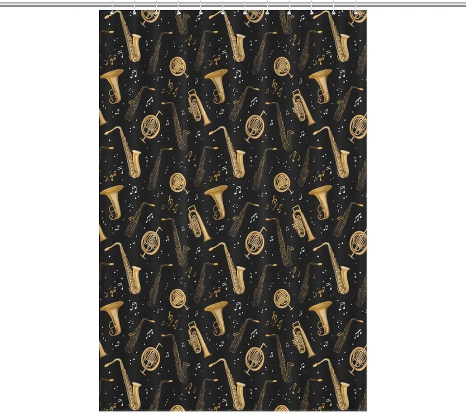 Music Trombone Saxophone Shower Curtain 46.85x70.87Inch（119x180cm） Polyester Bath Curtain Shower Curtains Printed Decorative