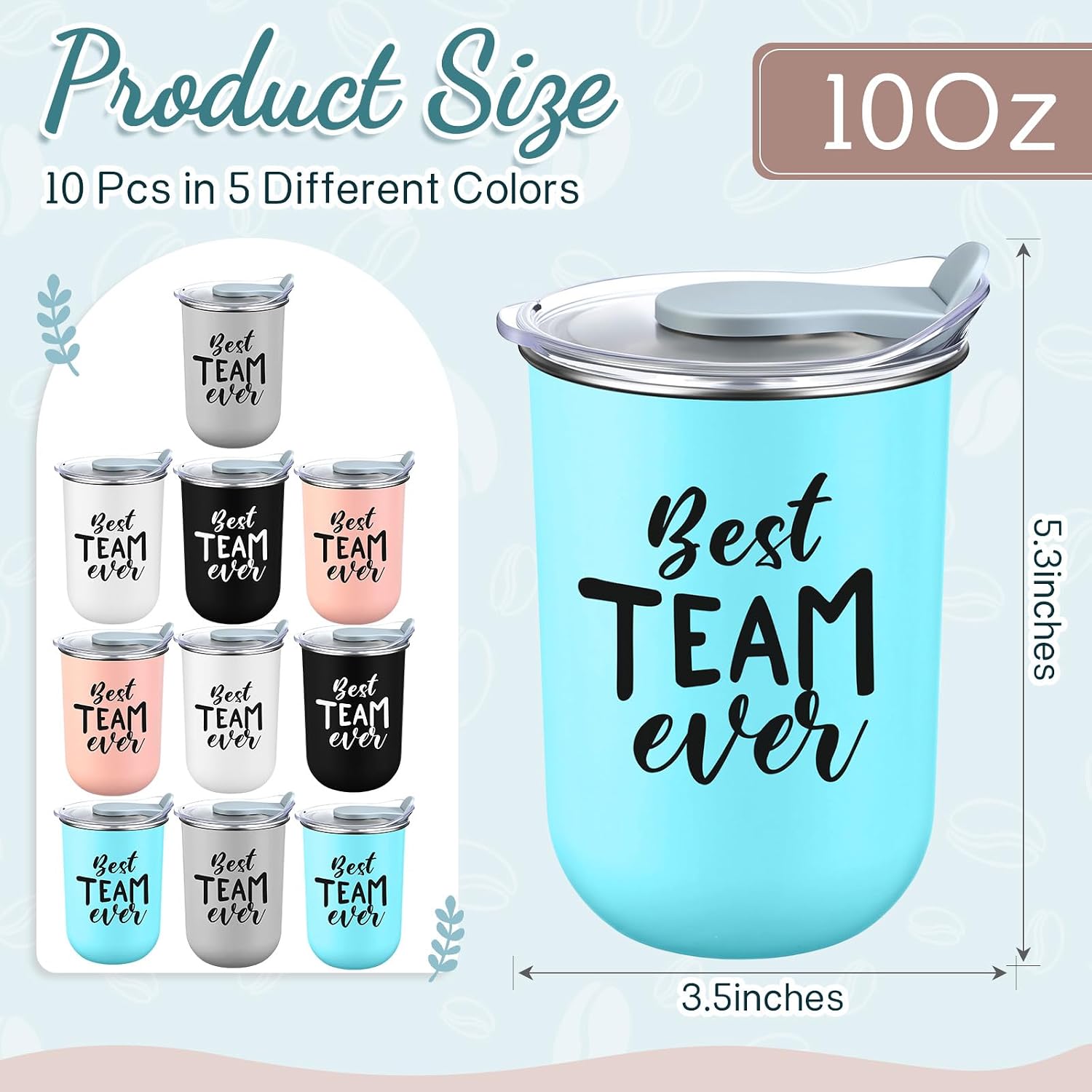 Reallnaive 10 Pcs Team Gifts Bulk Teacher Appreciation Gifts Thank You Coffee Mugs for Employee Coworkers Nurse Staff Double Walled Stainless Steel Tumbler Inspirational Cups (Team,Neutral)