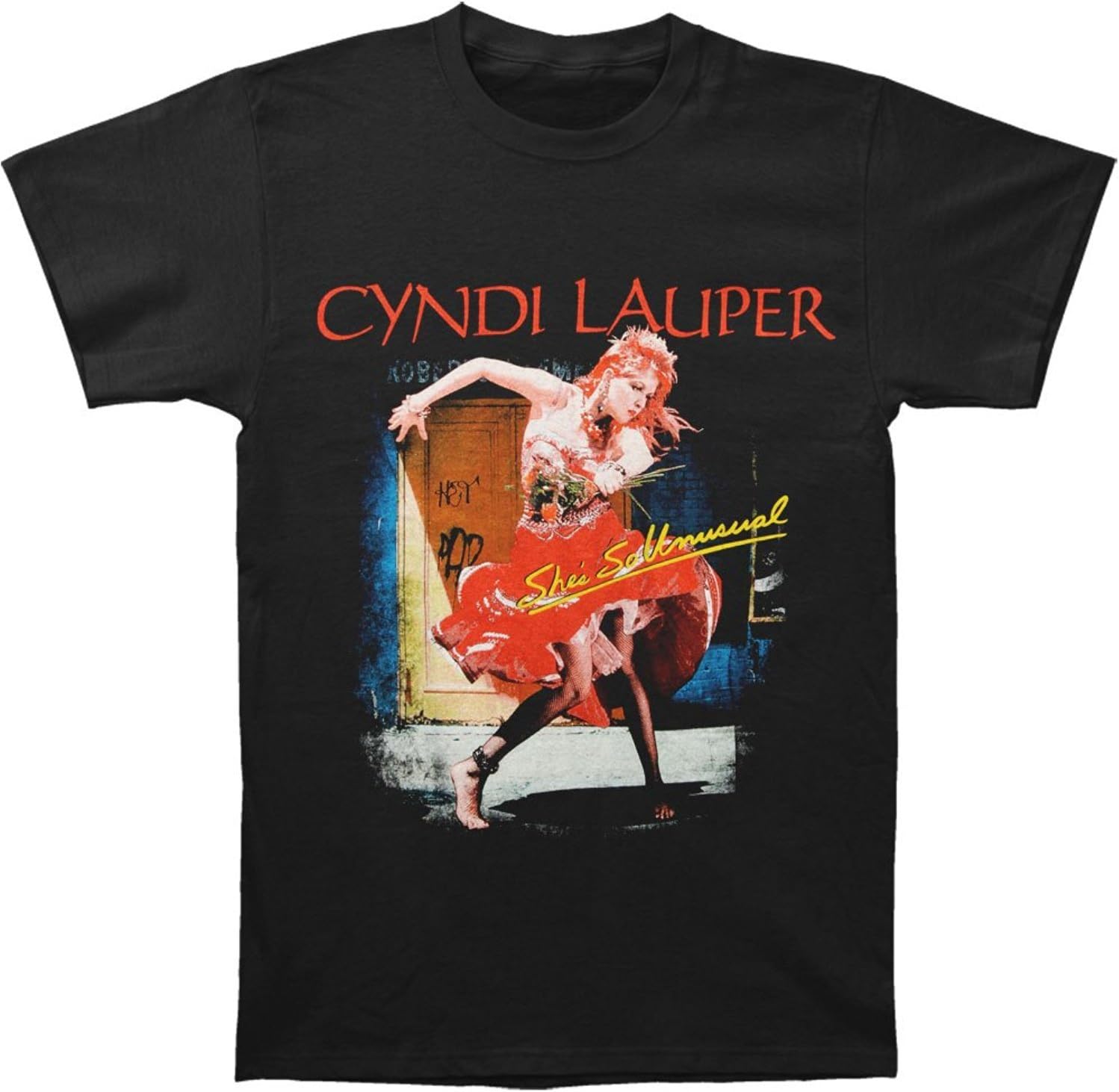 JJlinge Cyndi Lauper Men39;s 2013 She39;s So Unusual Tour Dated T-Shirt Black